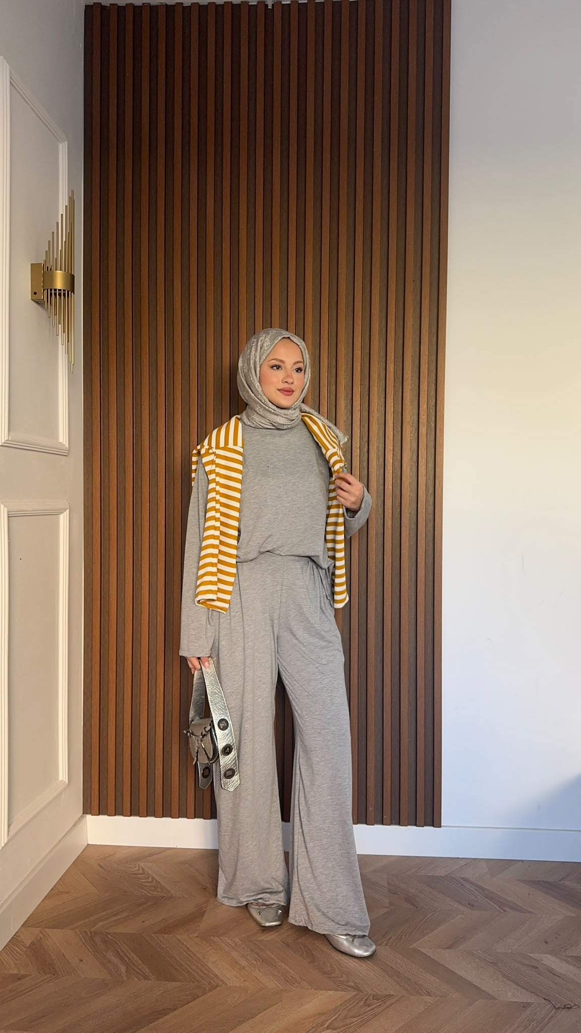 MEYSADESIGN PANTOLON TAKIM Elif Basic Oysh İkili Takım Gri