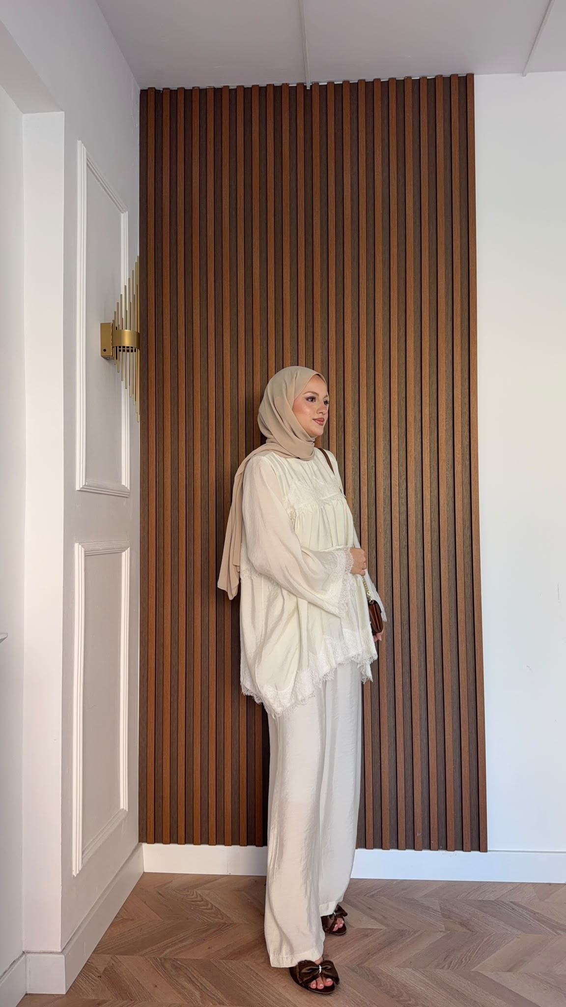 MEYSADESIGN PANTOLON TAKIM Elora Dantelli Tensel Takım Ekru