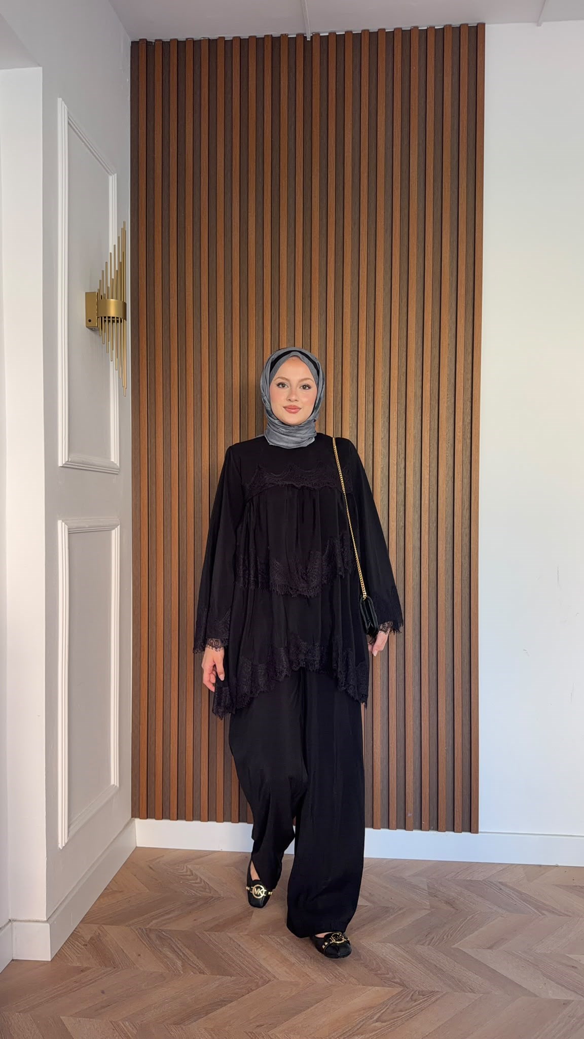 MEYSADESIGN PANTOLON TAKIM Elora Dantelli Tensel Takım Siyah