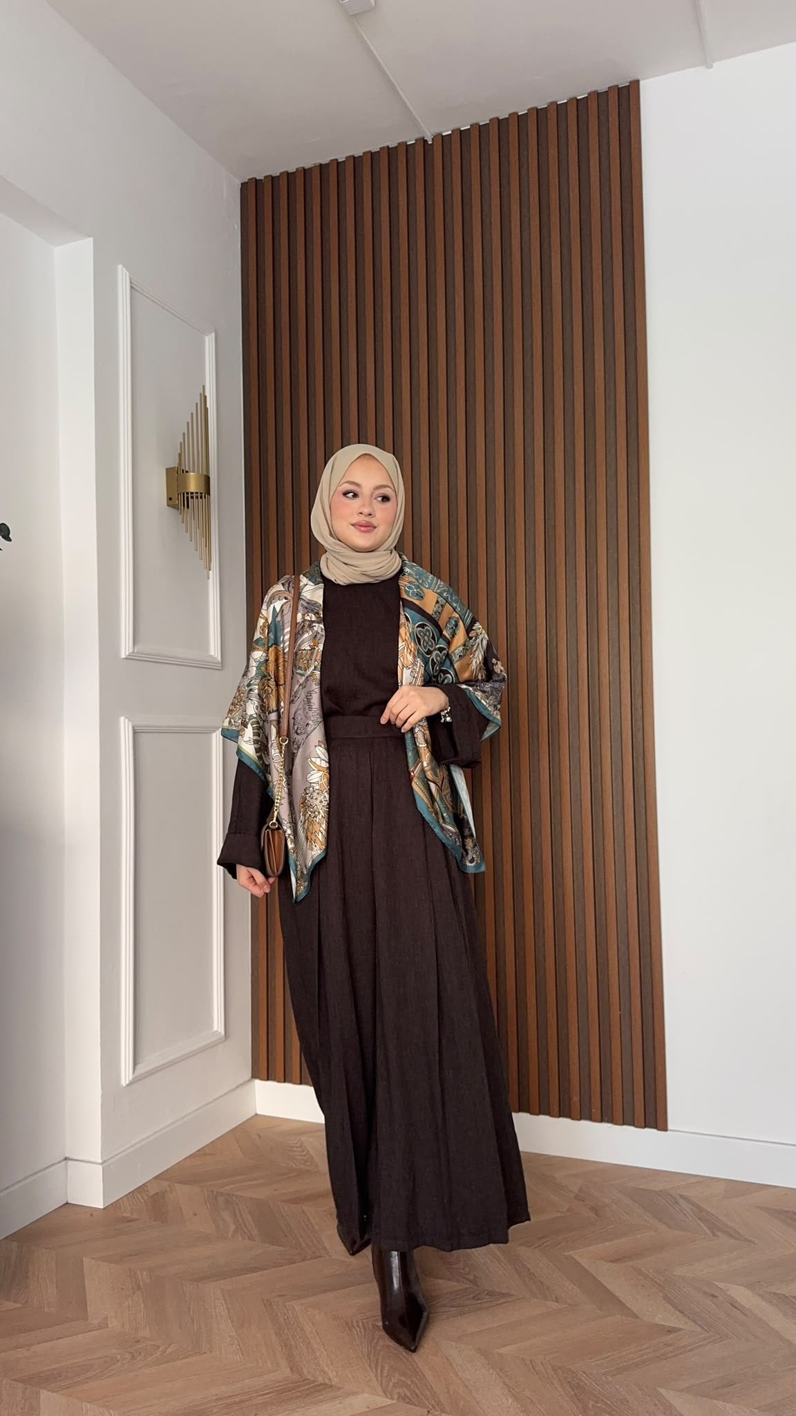 MEYSADESIGN PANTOLON TAKIM Esin Pamuklu Pantolonlu Takım Acı Kahve