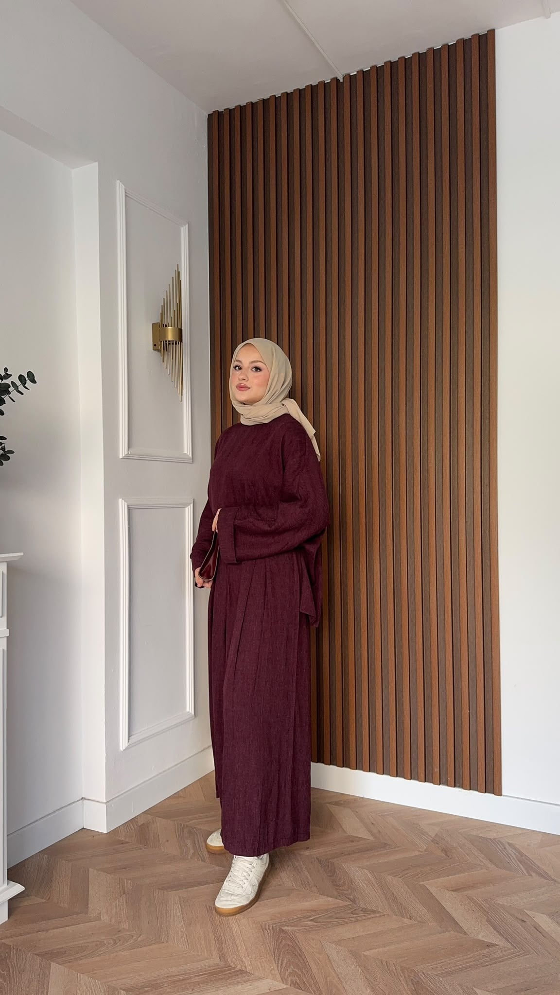 MEYSADESIGN PANTOLON TAKIM Esin Pamuklu Pantolonlu Takım Bordo