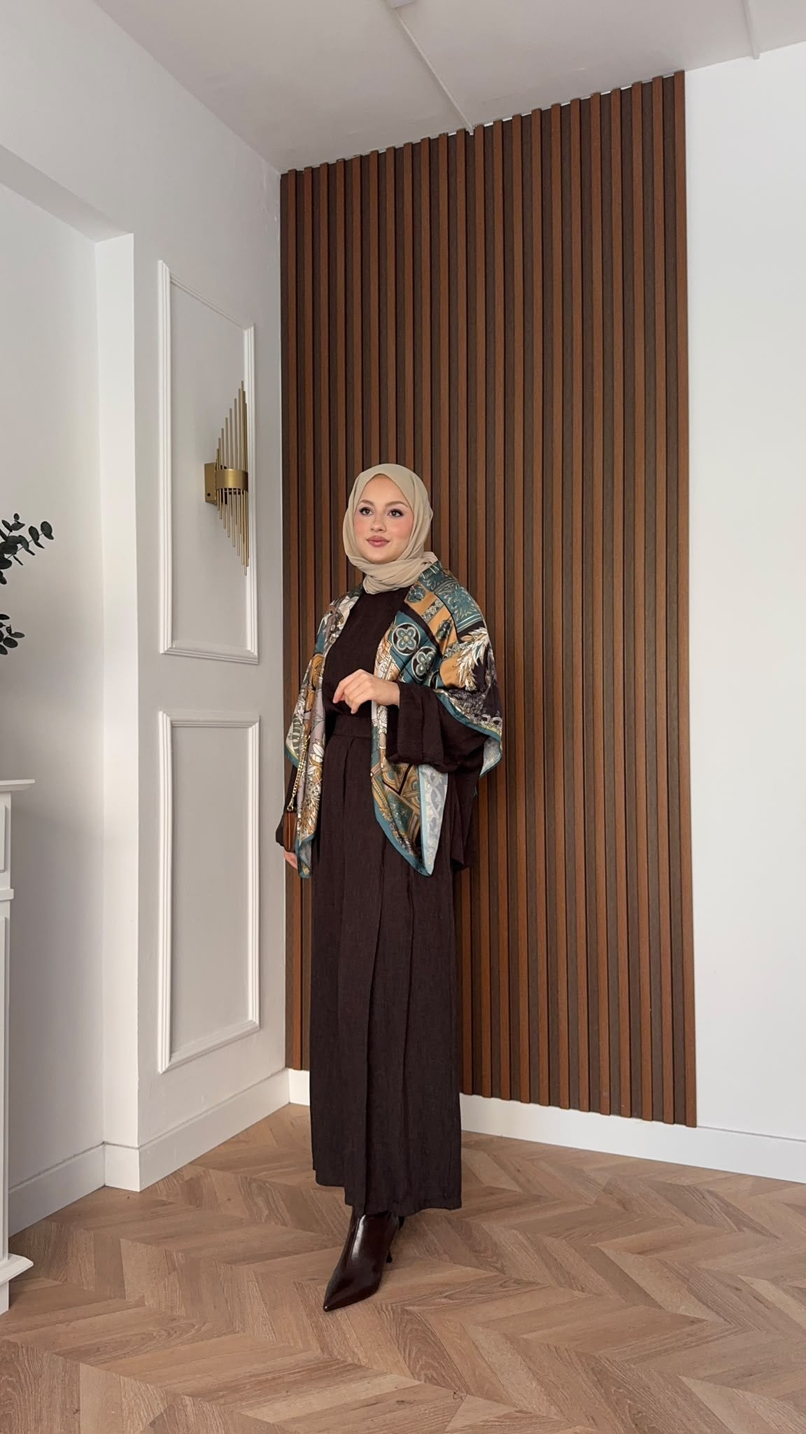 MEYSADESIGN PANTOLON TAKIM Esin Pamuklu Pantolonlu Takım Acı Kahve