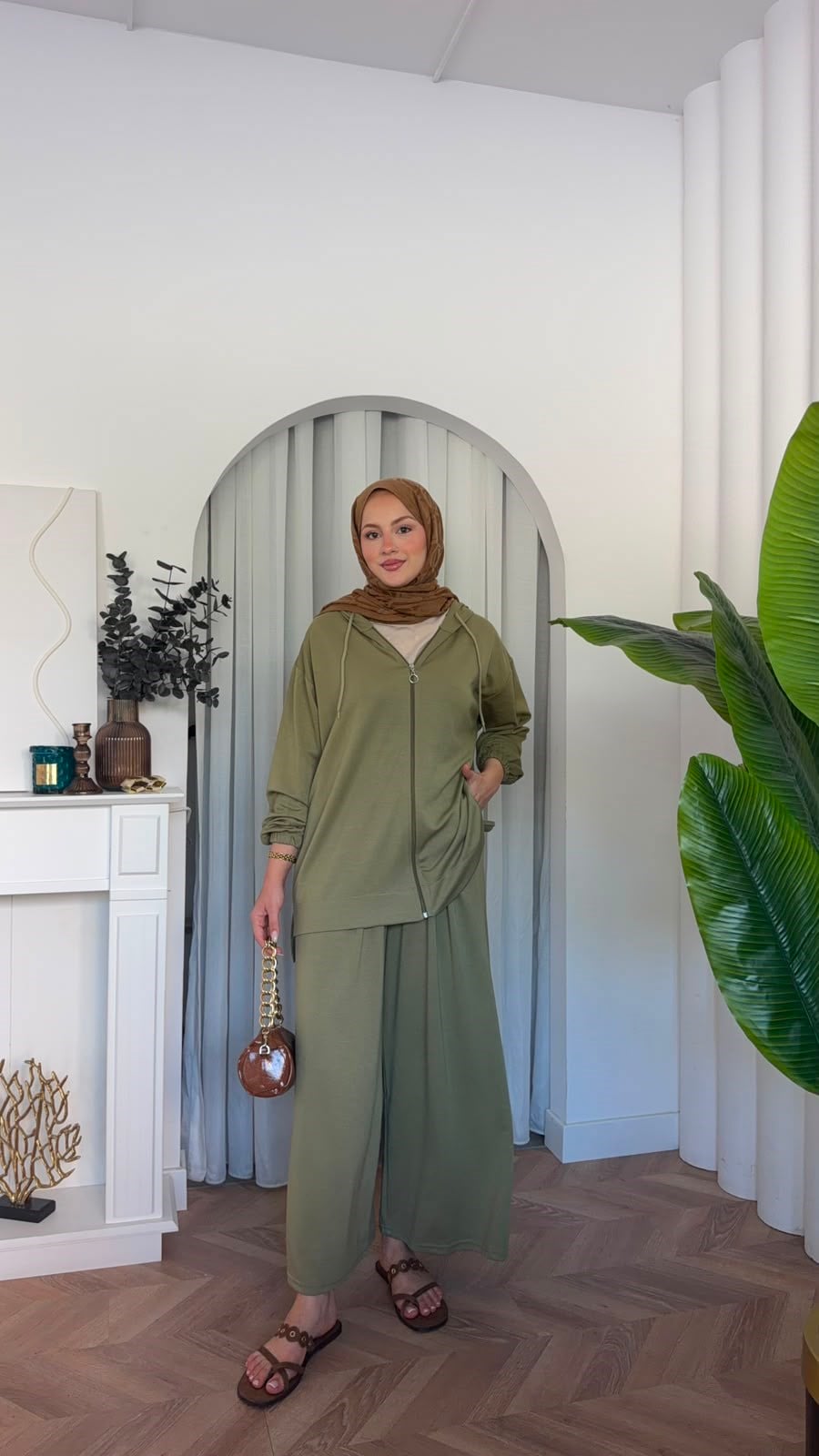 MEYSADESIGN PANTOLON TAKIM Fermuarlı Oysh İkili Takım Haki