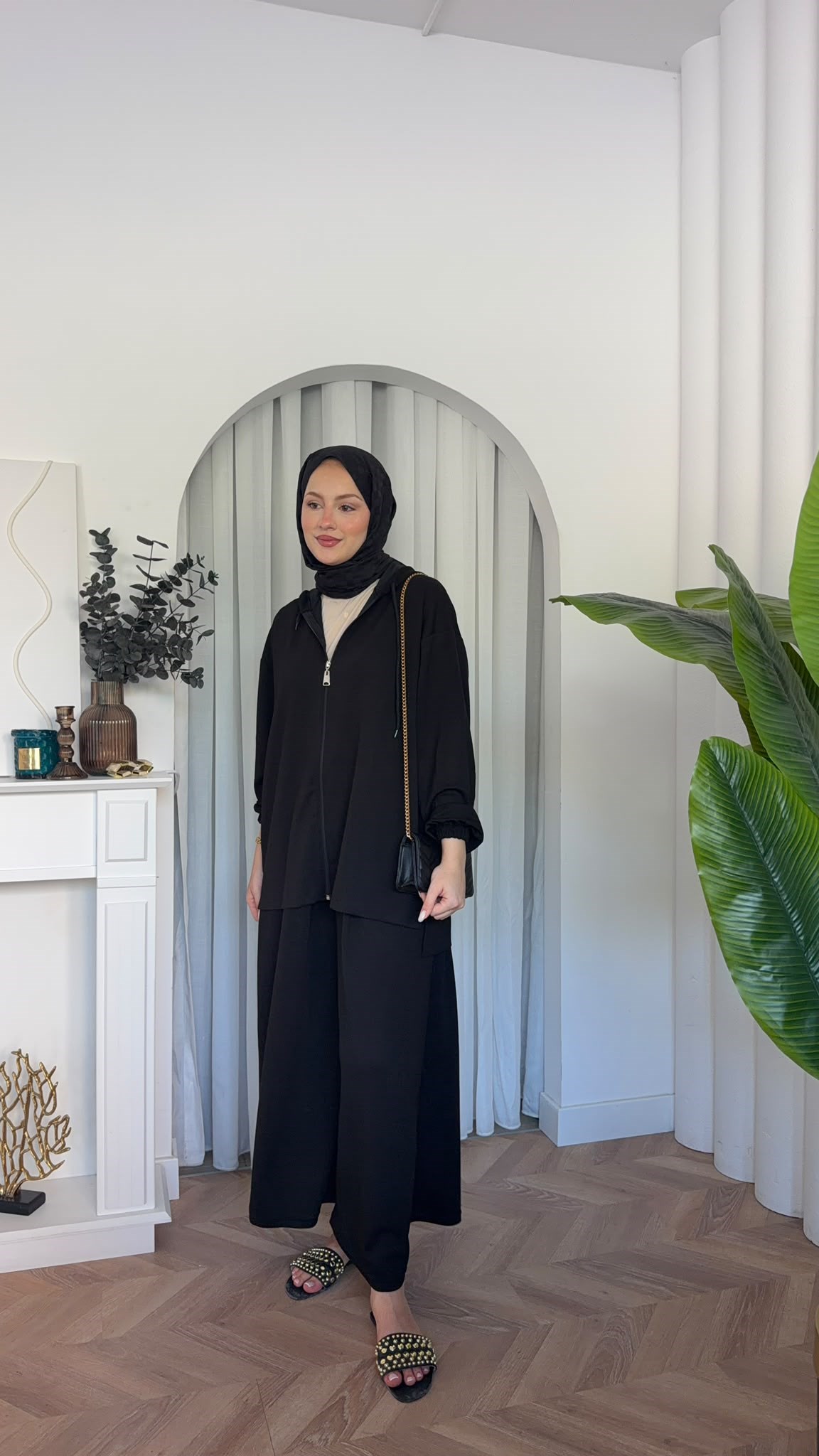 MEYSADESIGN PANTOLON TAKIM Fermuarlı Oysh İkili Takım Siyah