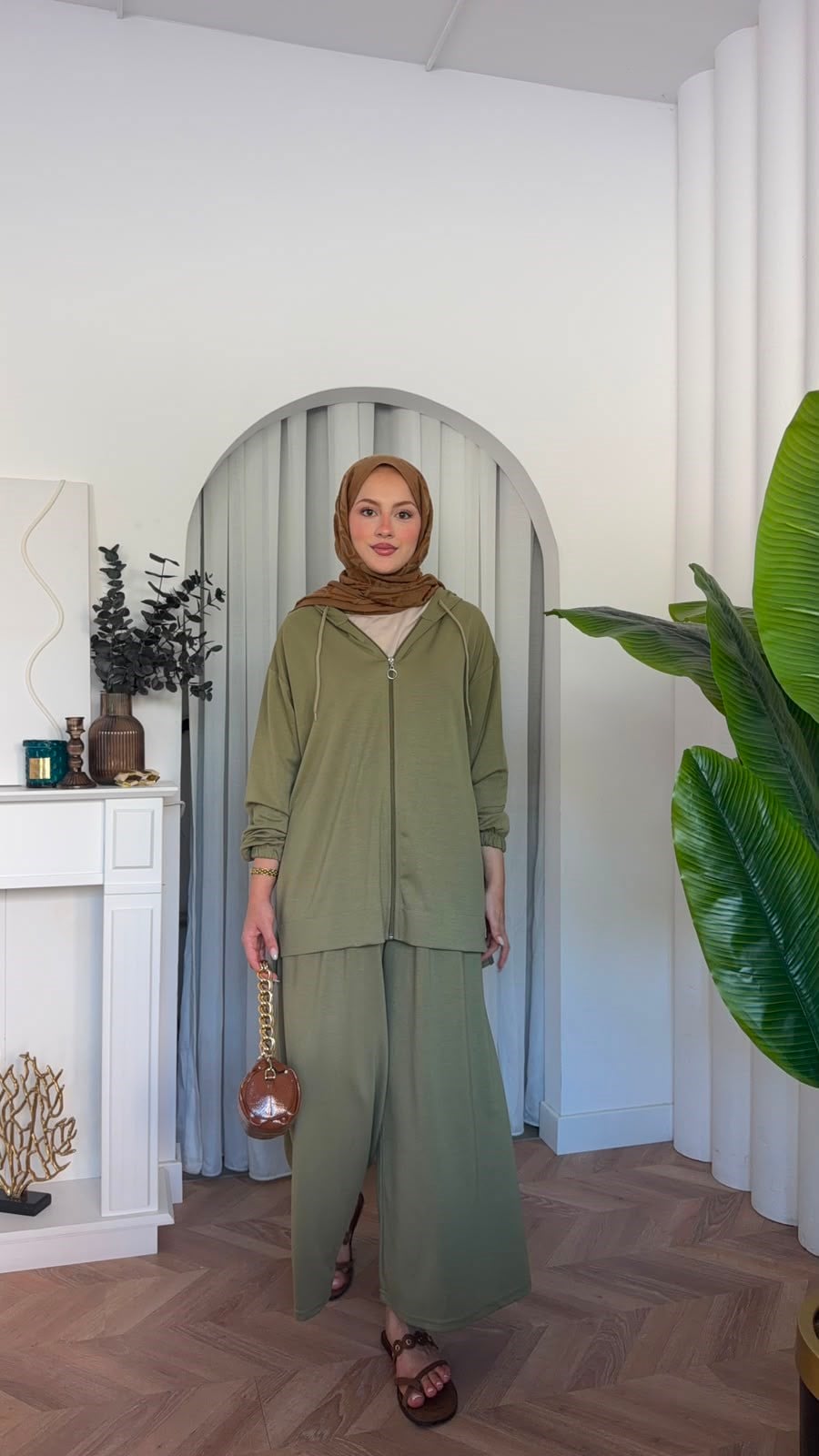 MEYSADESIGN PANTOLON TAKIM Fermuarlı Oysh İkili Takım Haki