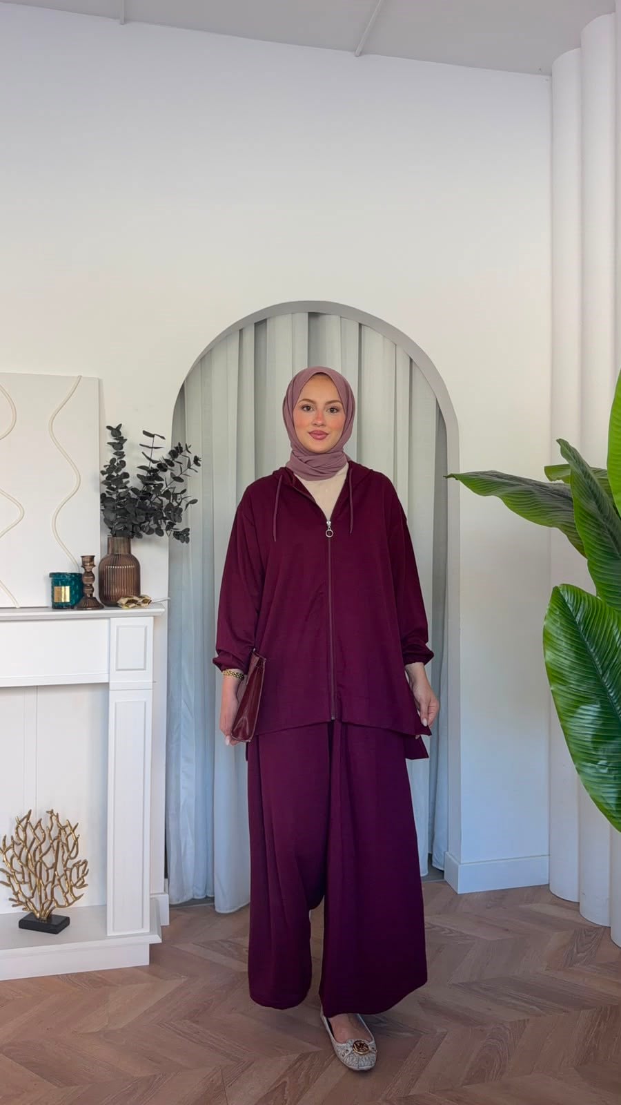 MEYSADESIGN PANTOLON TAKIM Fermuarlı Oysh İkili Takım Bordo