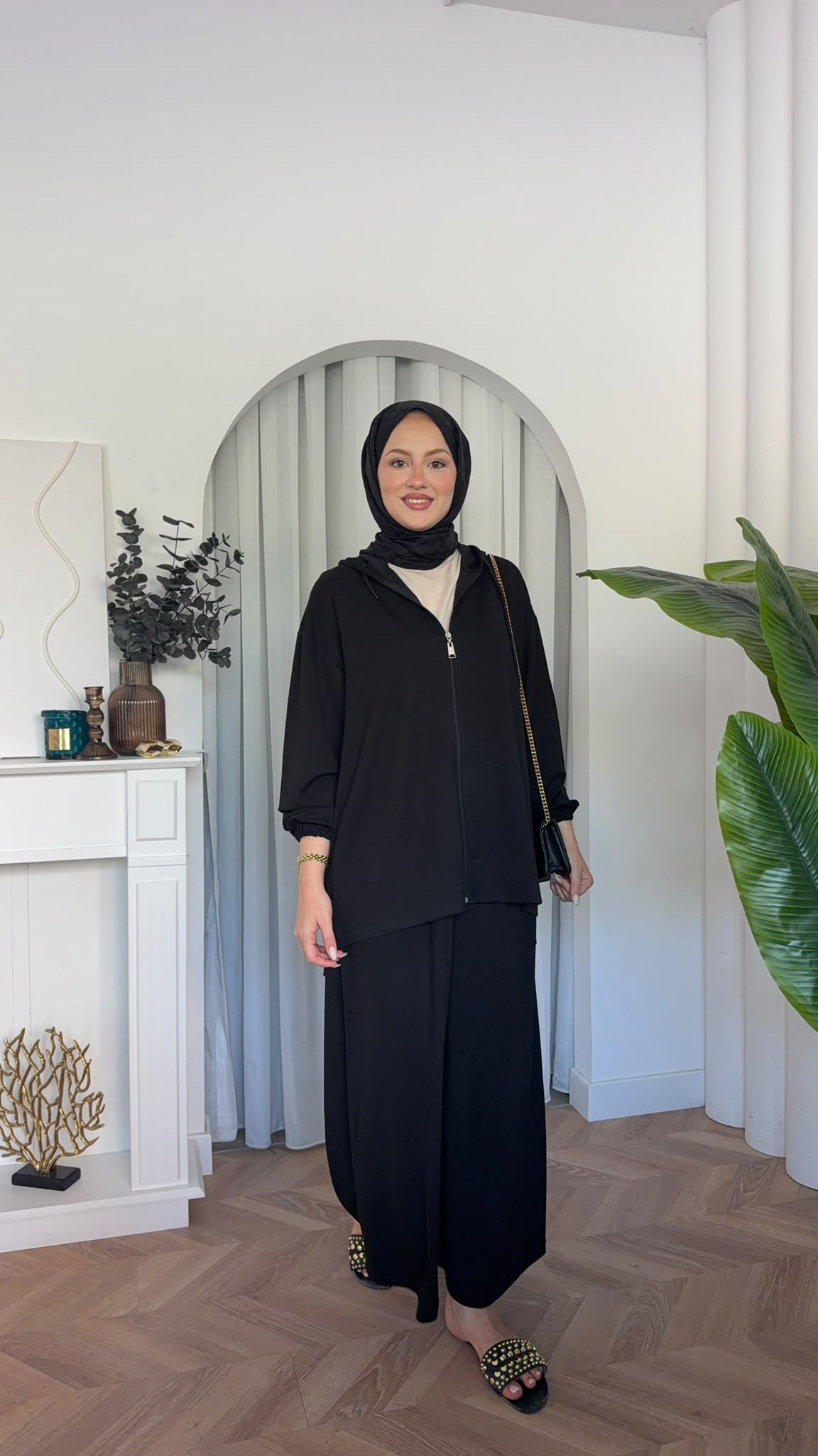 MEYSADESIGN PANTOLON TAKIM Fermuarlı Oysh İkili Takım Siyah