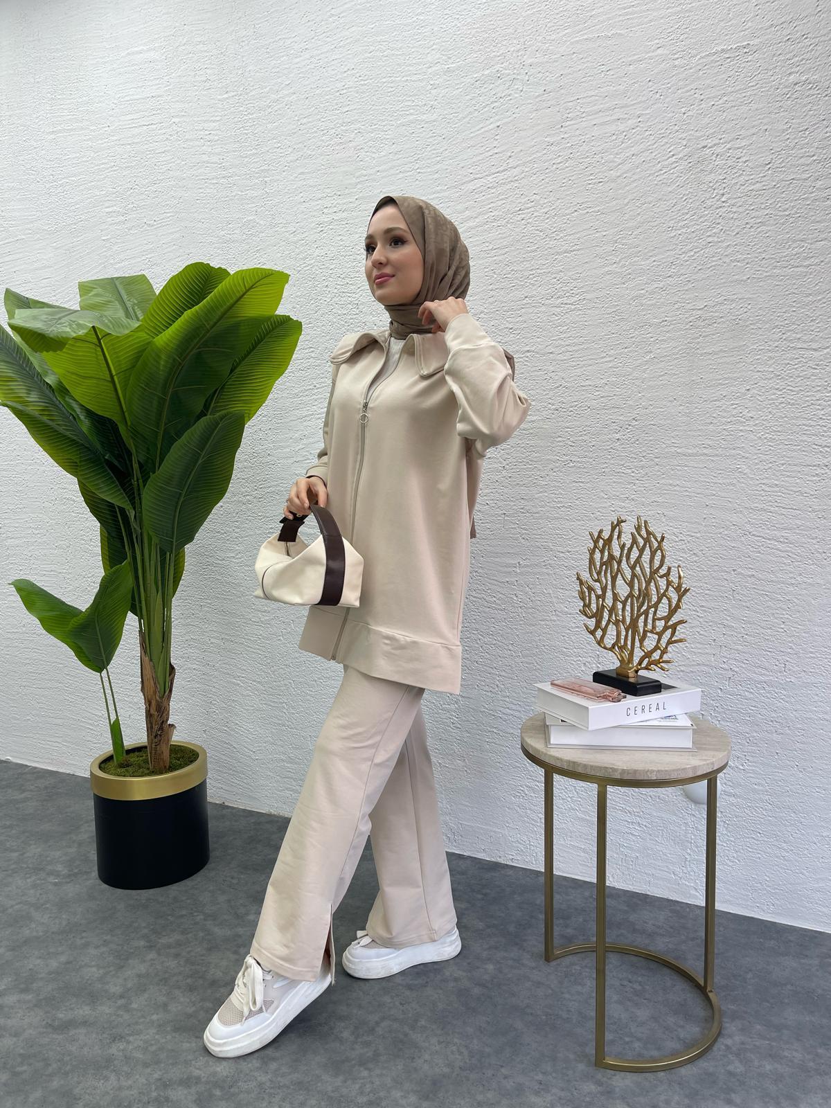 MEYSADESIGN PANTOLON TAKIM Gemici İkili Takım Bej