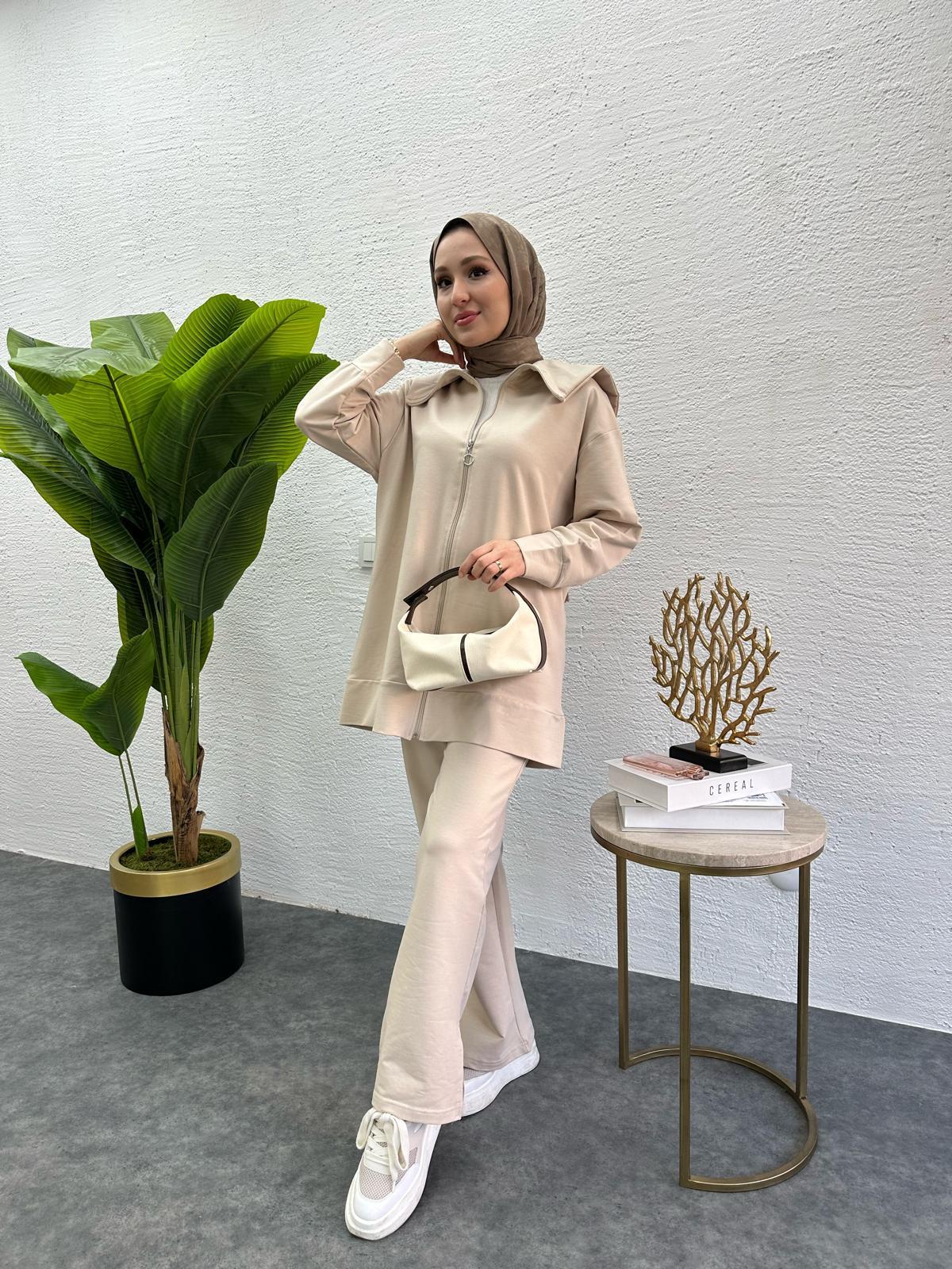 MEYSADESIGN PANTOLON TAKIM Gemici İkili Takım Bej