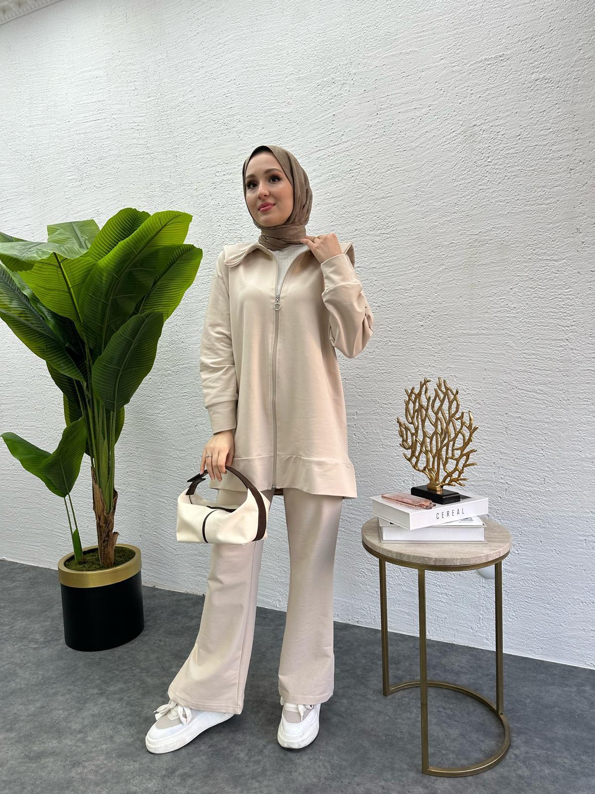 MEYSADESIGN PANTOLON TAKIM Gemici İkili Takım Bej