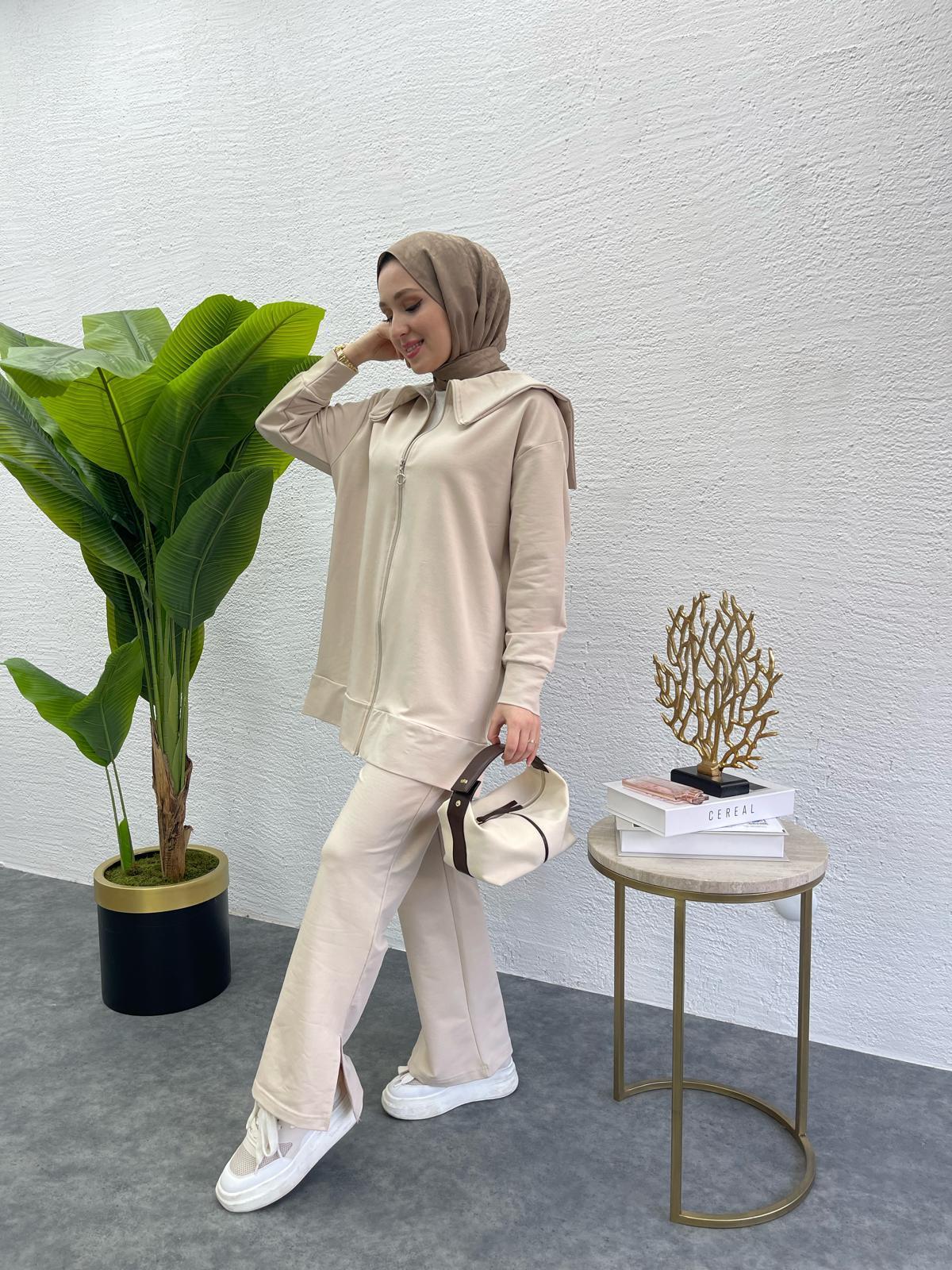 MEYSADESIGN PANTOLON TAKIM Gemici İkili Takım Bej