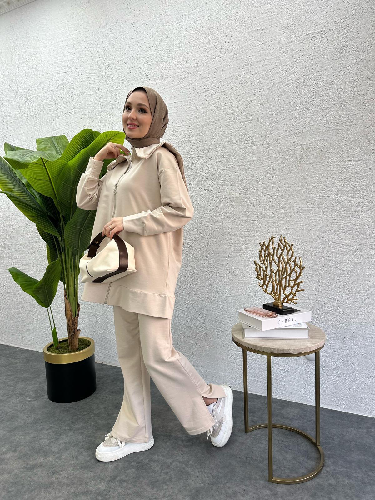 MEYSADESIGN PANTOLON TAKIM Gemici İkili Takım Bej