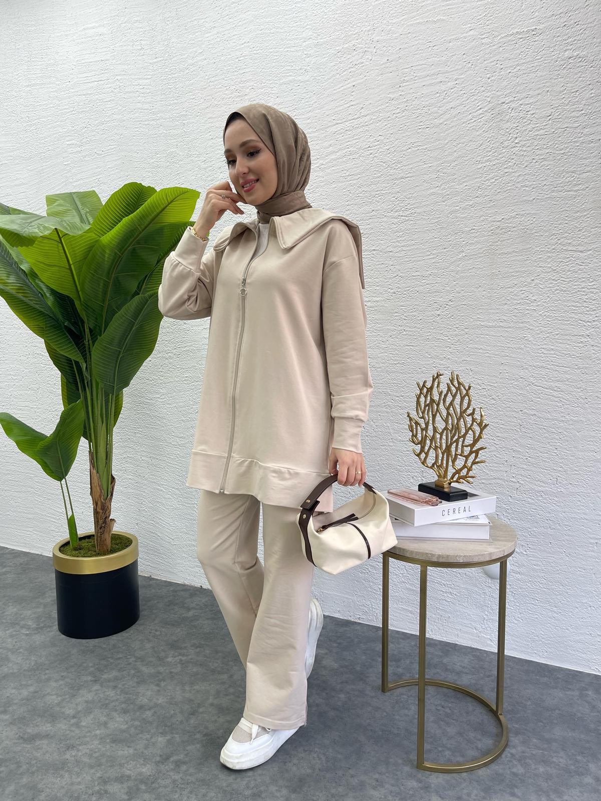 MEYSADESIGN PANTOLON TAKIM Gemici İkili Takım Bej
