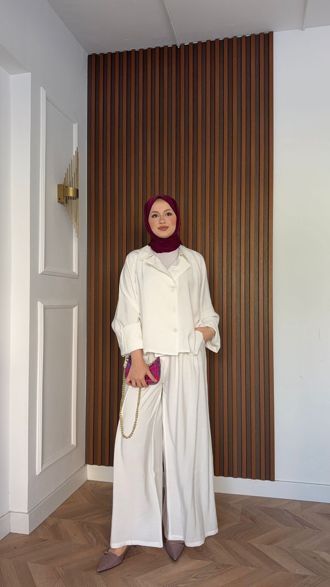 MEYSADESIGN PANTOLON TAKIM Heon Tensel Pantolonlu Takım Beyaz
