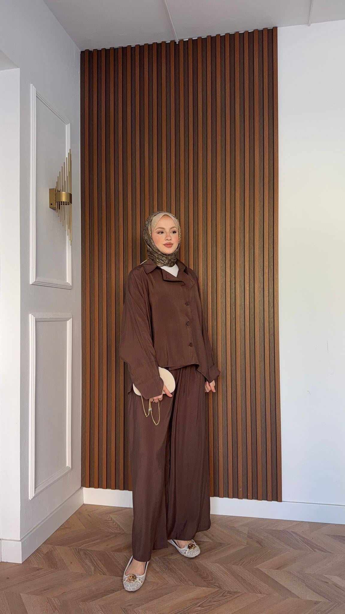 MEYSADESIGN PANTOLON TAKIM Heon Tensel Pantolonlu Takım Acı Kahve