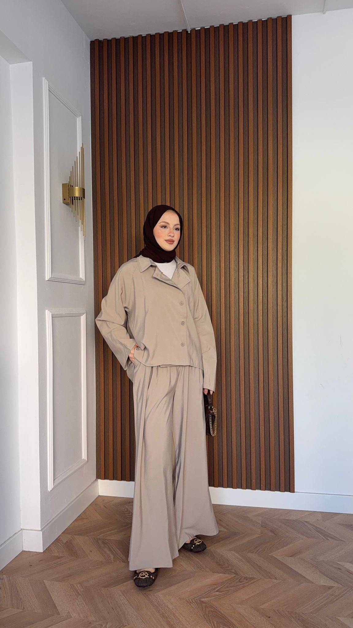 MEYSADESIGN PANTOLON TAKIM Heon Tensel Pantolonlu Takım Vizon
