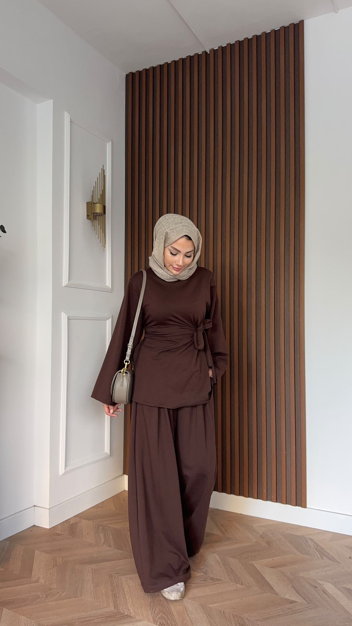 MEYSADESIGN PANTOLON TAKIM Hüsna Oysh İkili Takım Acı Kahve