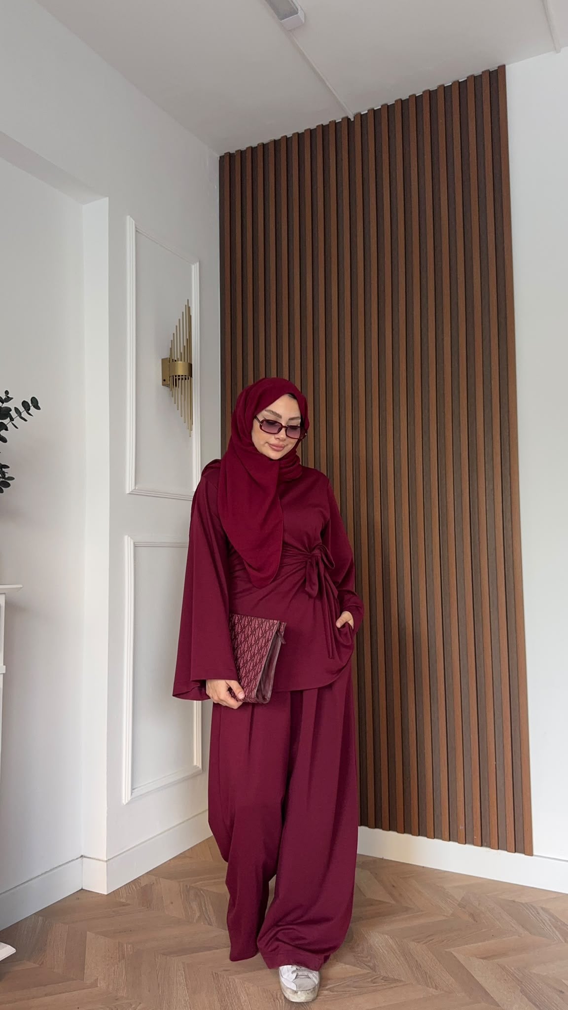 MEYSADESIGN PANTOLON TAKIM Hüsna Oysh İkili Takım Bordo
