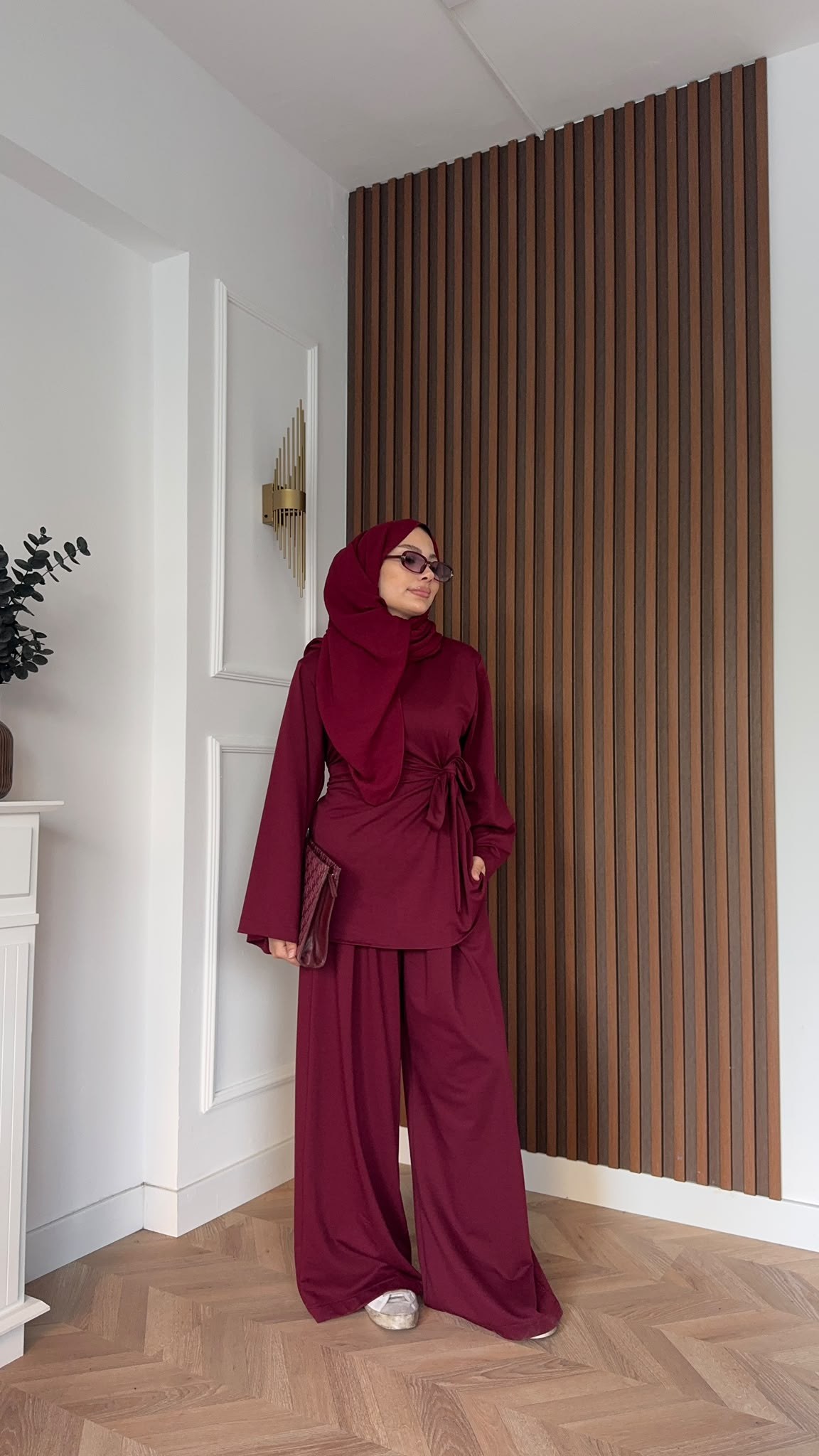 MEYSADESIGN PANTOLON TAKIM Hüsna Oysh İkili Takım Bordo