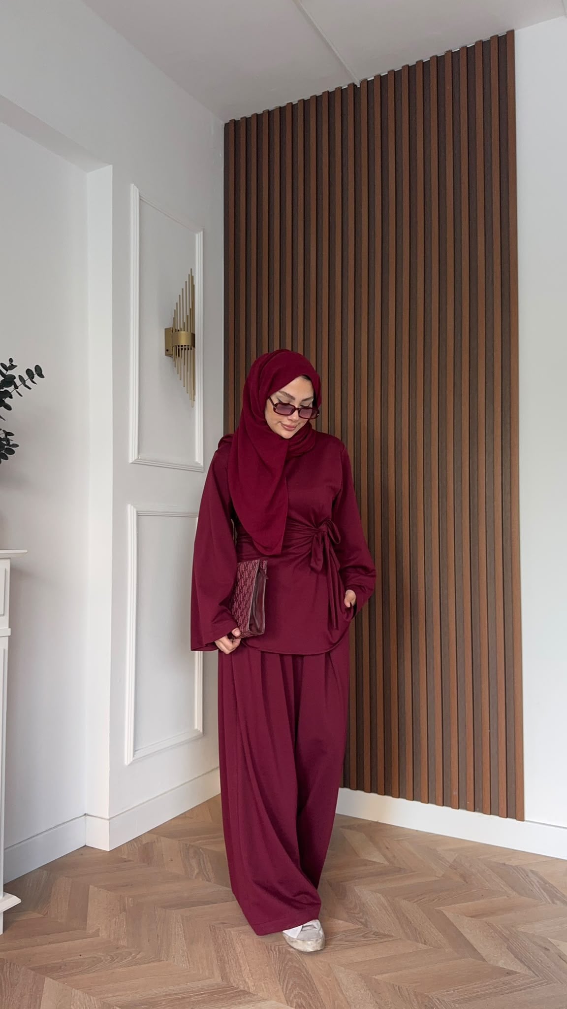 MEYSADESIGN PANTOLON TAKIM Hüsna Oysh İkili Takım Bordo