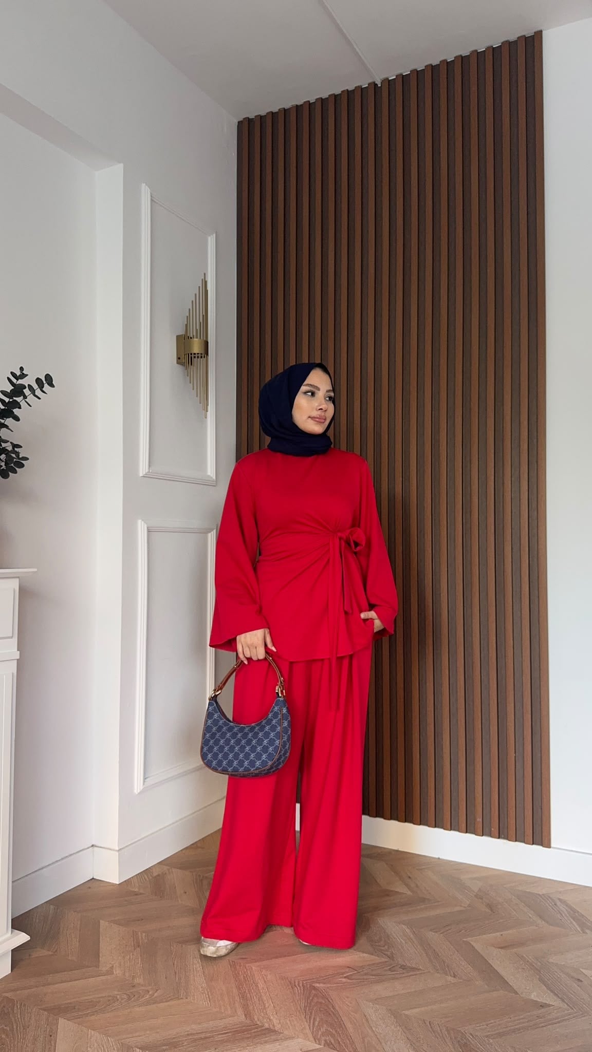 MEYSADESIGN PANTOLON TAKIM Hüsna Oysh İkili Takım Kırmızı