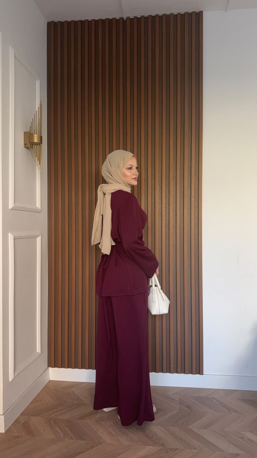 MEYSADESIGN PANTOLON TAKIM İpek Oysh İkili Takım Bordo