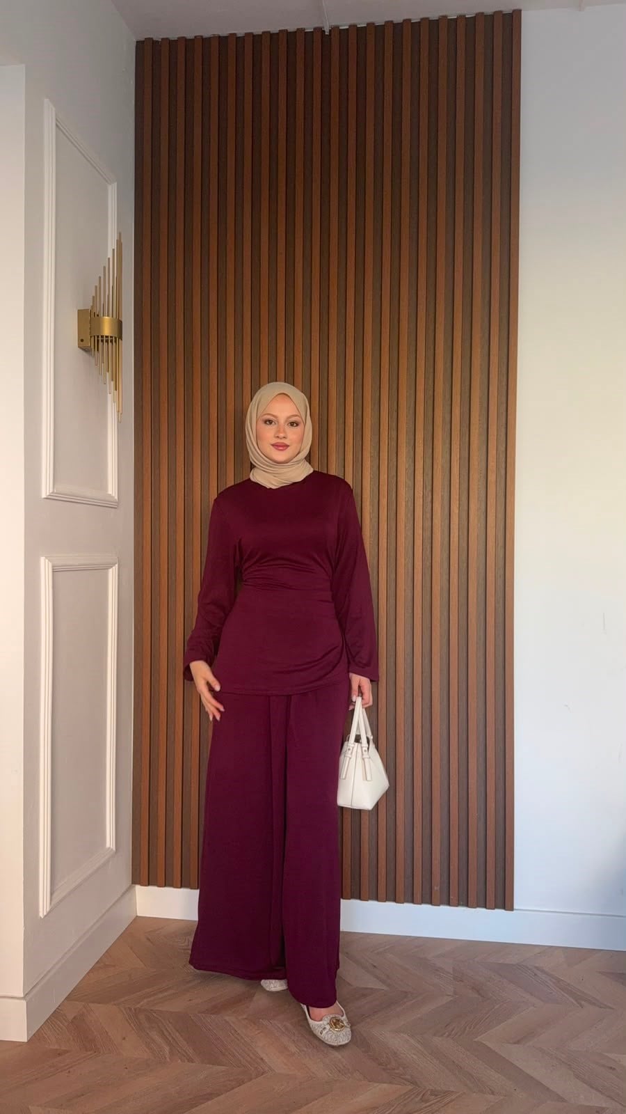 MEYSADESIGN PANTOLON TAKIM İpek Oysh İkili Takım Bordo