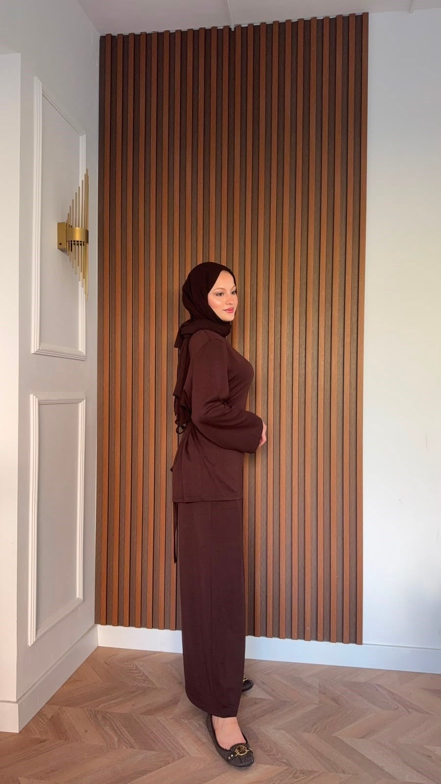 MEYSADESIGN PANTOLON TAKIM İpek Oysh İkili Takım Acı Kahve