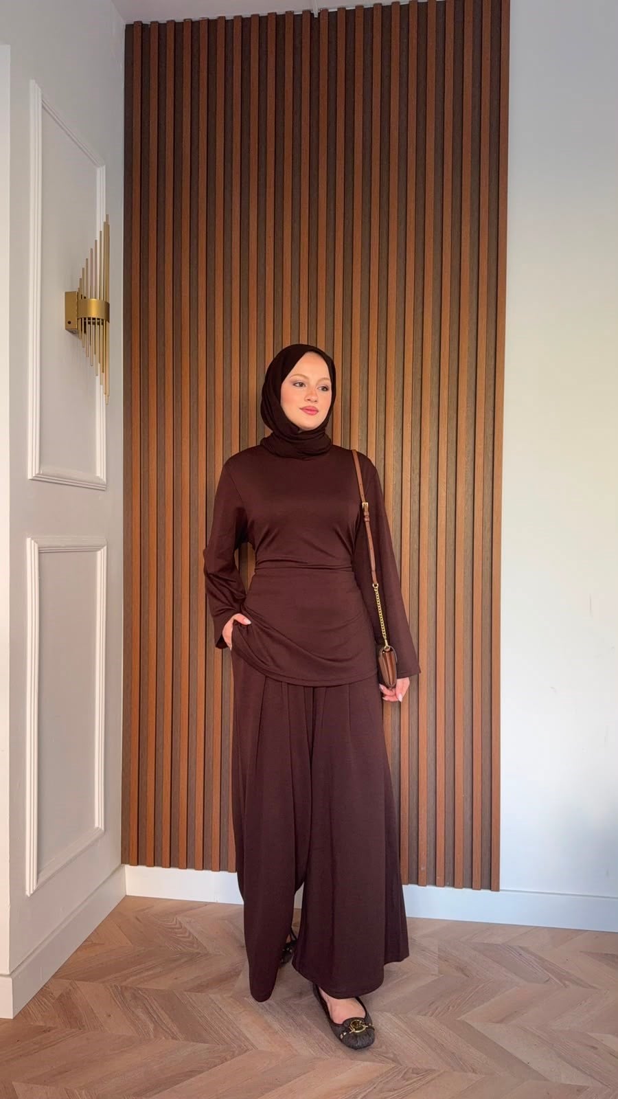 MEYSADESIGN PANTOLON TAKIM İpek Oysh İkili Takım Acı Kahve