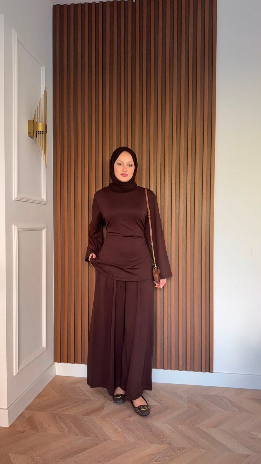 MEYSADESIGN PANTOLON TAKIM İpek Oysh İkili Takım Acı Kahve
