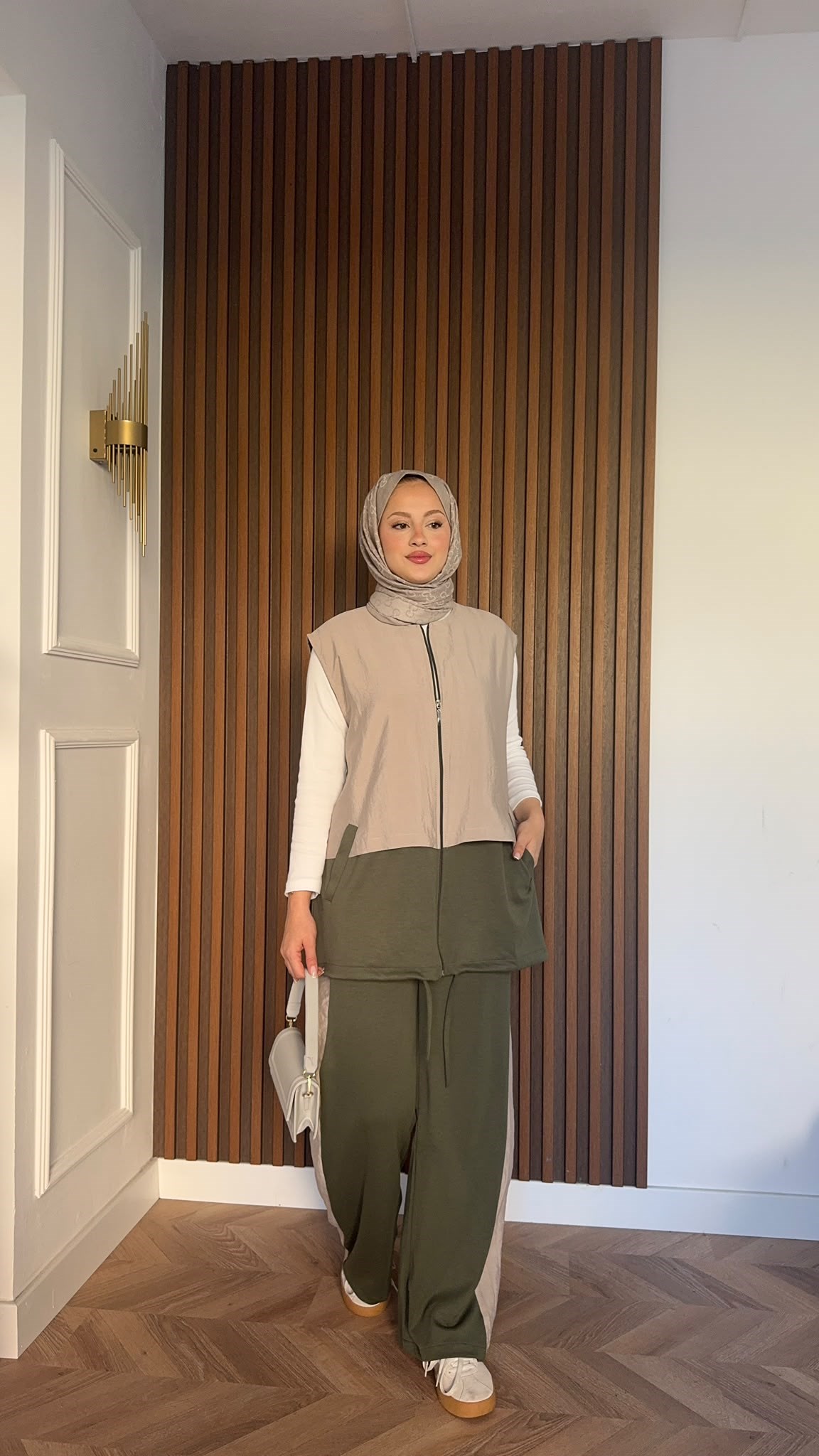 MEYSADESIGN PANTOLON TAKIM Kontrast Çift Renkli Yelekli İkili Takım Haki