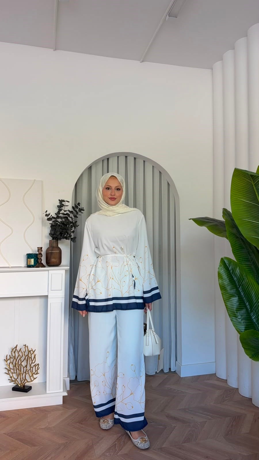 MEYSADESIGN PANTOLON TAKIM Laveyla İkili Takım Beyaz