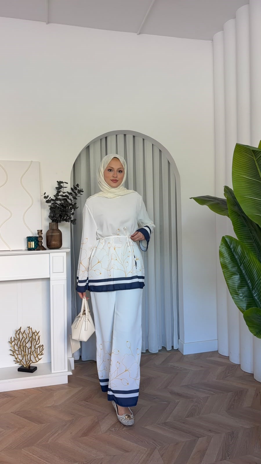 MEYSADESIGN PANTOLON TAKIM Laveyla İkili Takım Beyaz