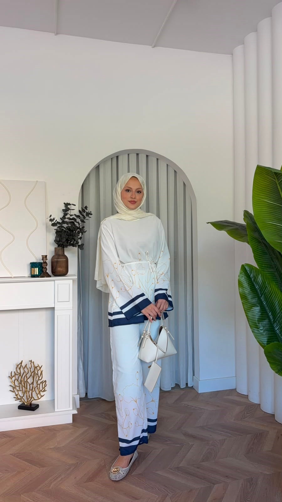 MEYSADESIGN PANTOLON TAKIM Laveyla İkili Takım Beyaz