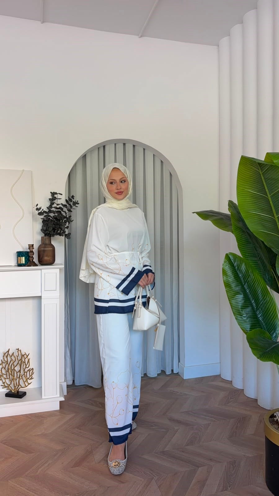MEYSADESIGN PANTOLON TAKIM Laveyla İkili Takım Beyaz