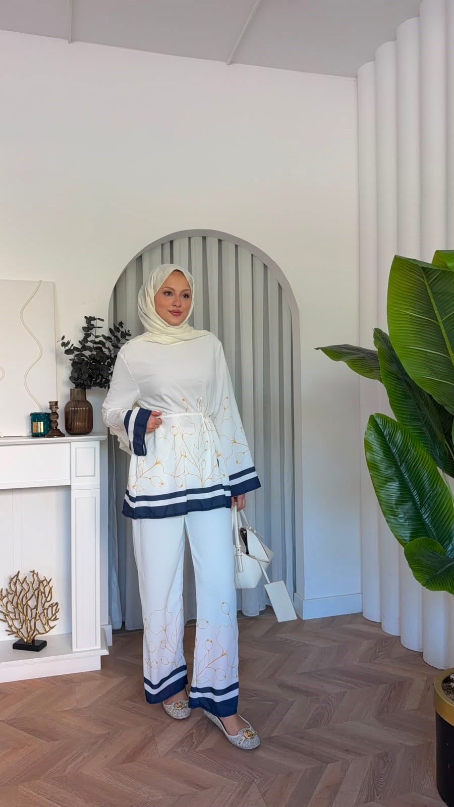 MEYSADESIGN PANTOLON TAKIM Laveyla İkili Takım Beyaz