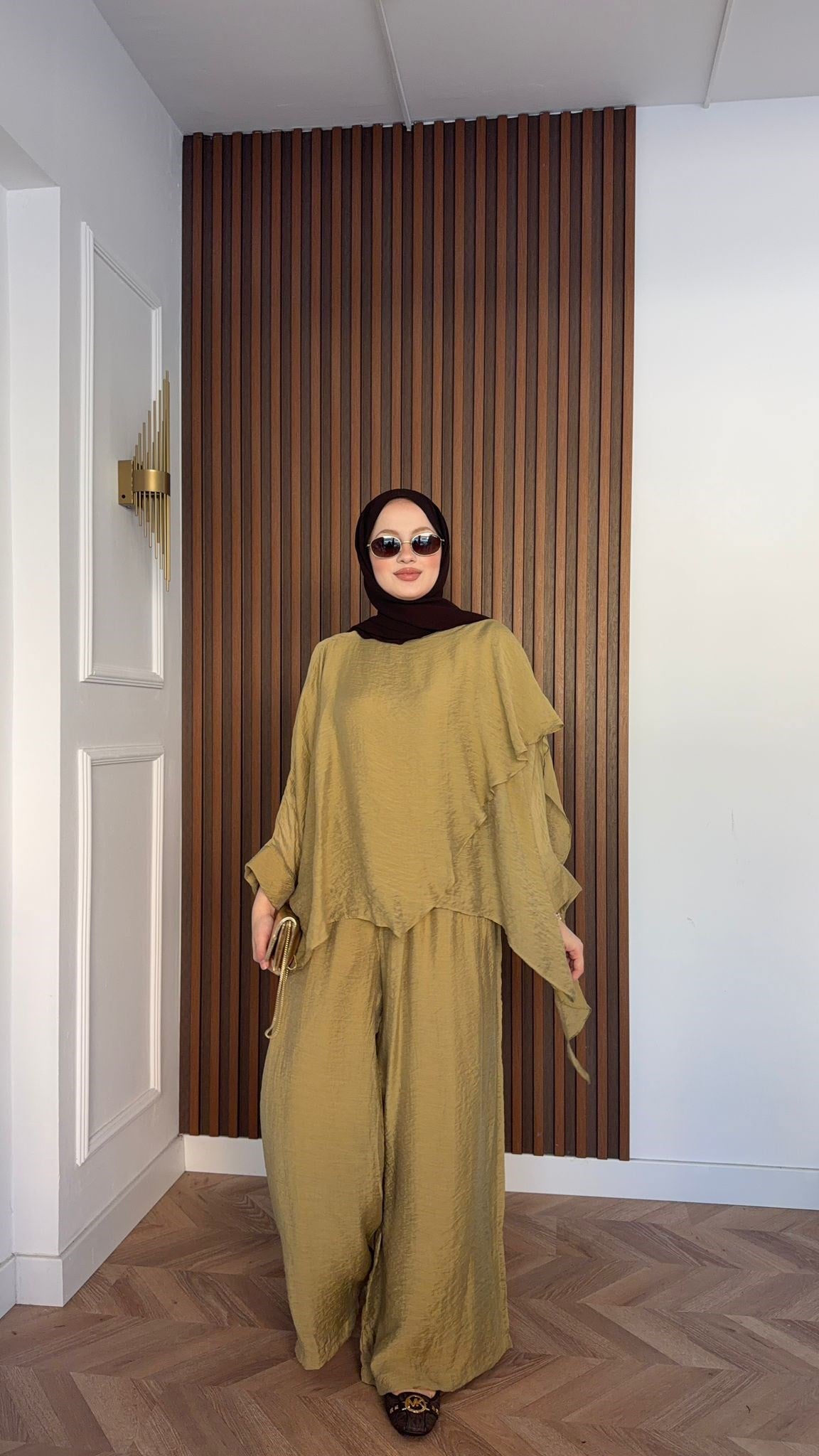 MEYSADESIGN PANTOLON TAKIM Mina Vual Pantolonlu Takım Yağ Yeşili
