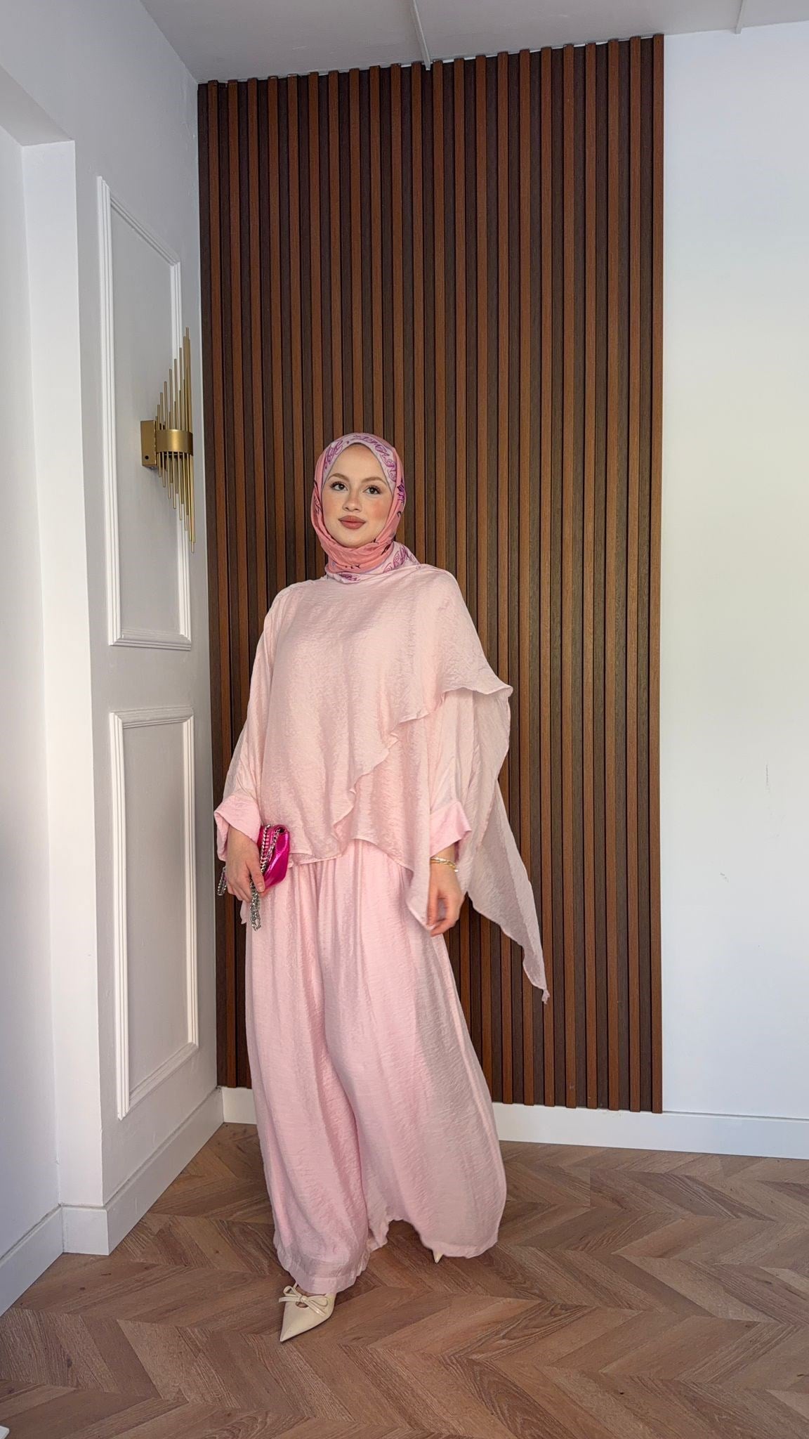 MEYSADESIGN PANTOLON TAKIM Mina Vual Pantolonlu Takım Pudra