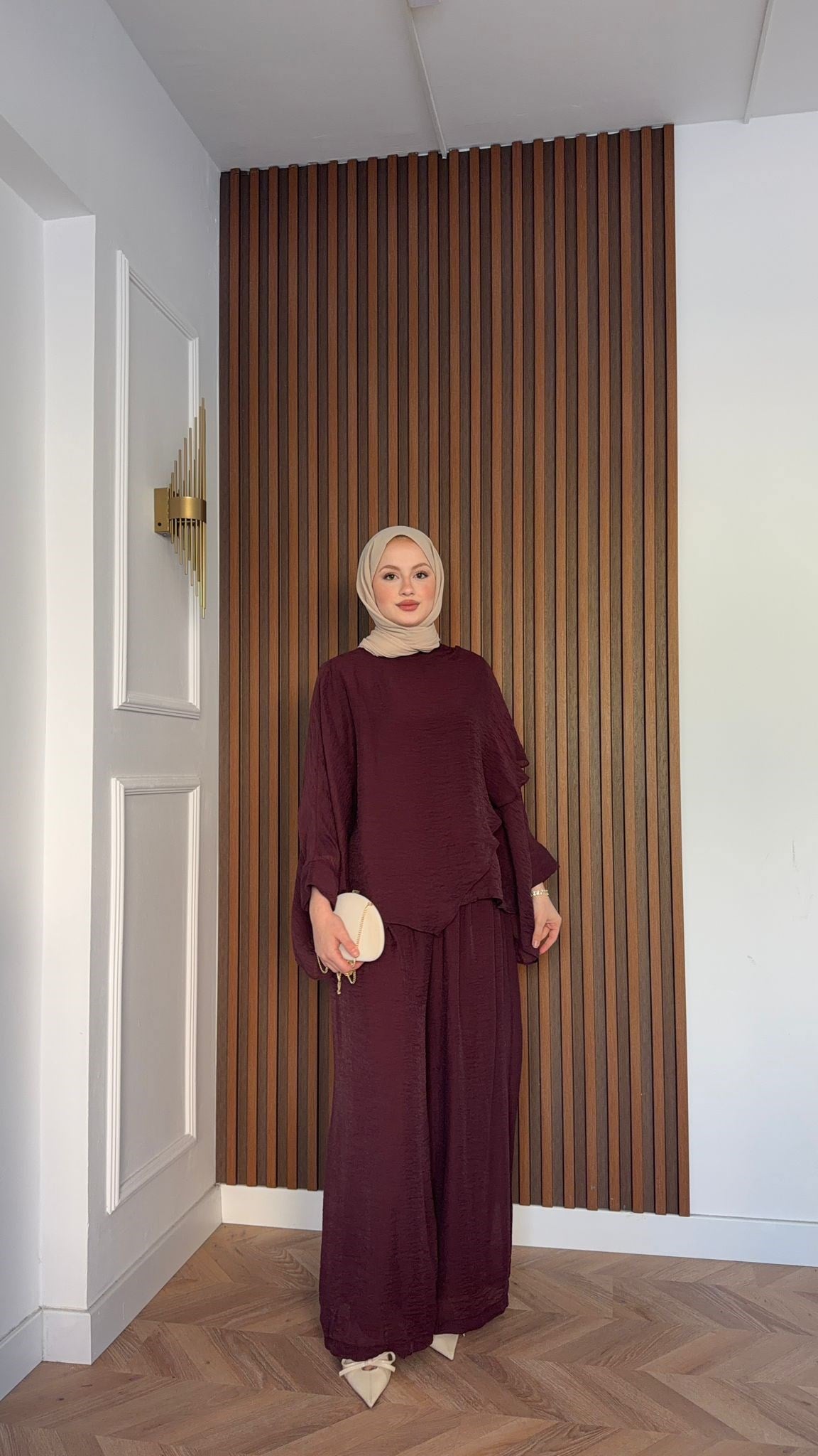 MEYSADESIGN PANTOLON TAKIM Mina Vual Pantolonlu Takım Bordo