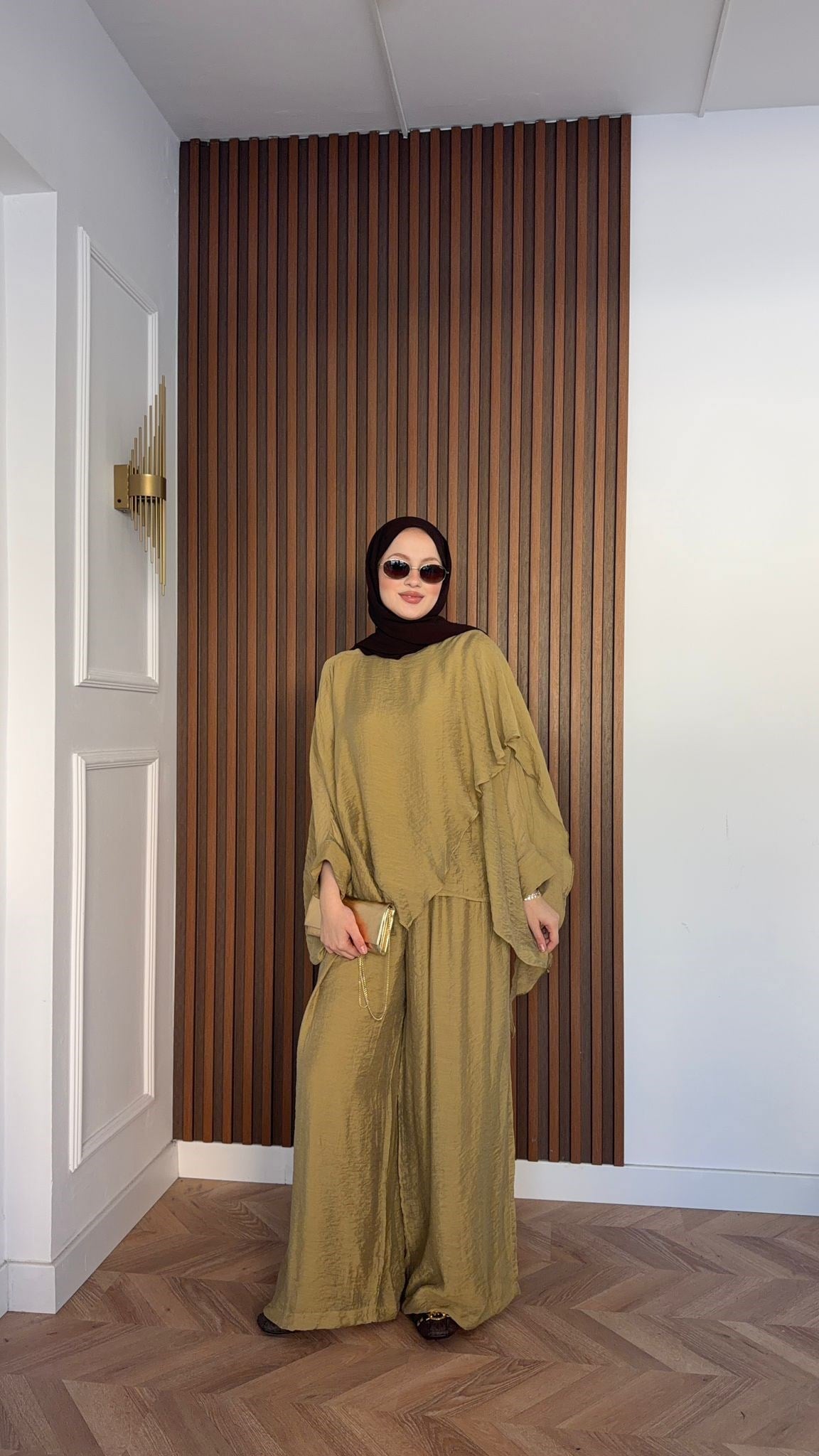 MEYSADESIGN PANTOLON TAKIM Mina Vual Pantolonlu Takım Yağ Yeşili