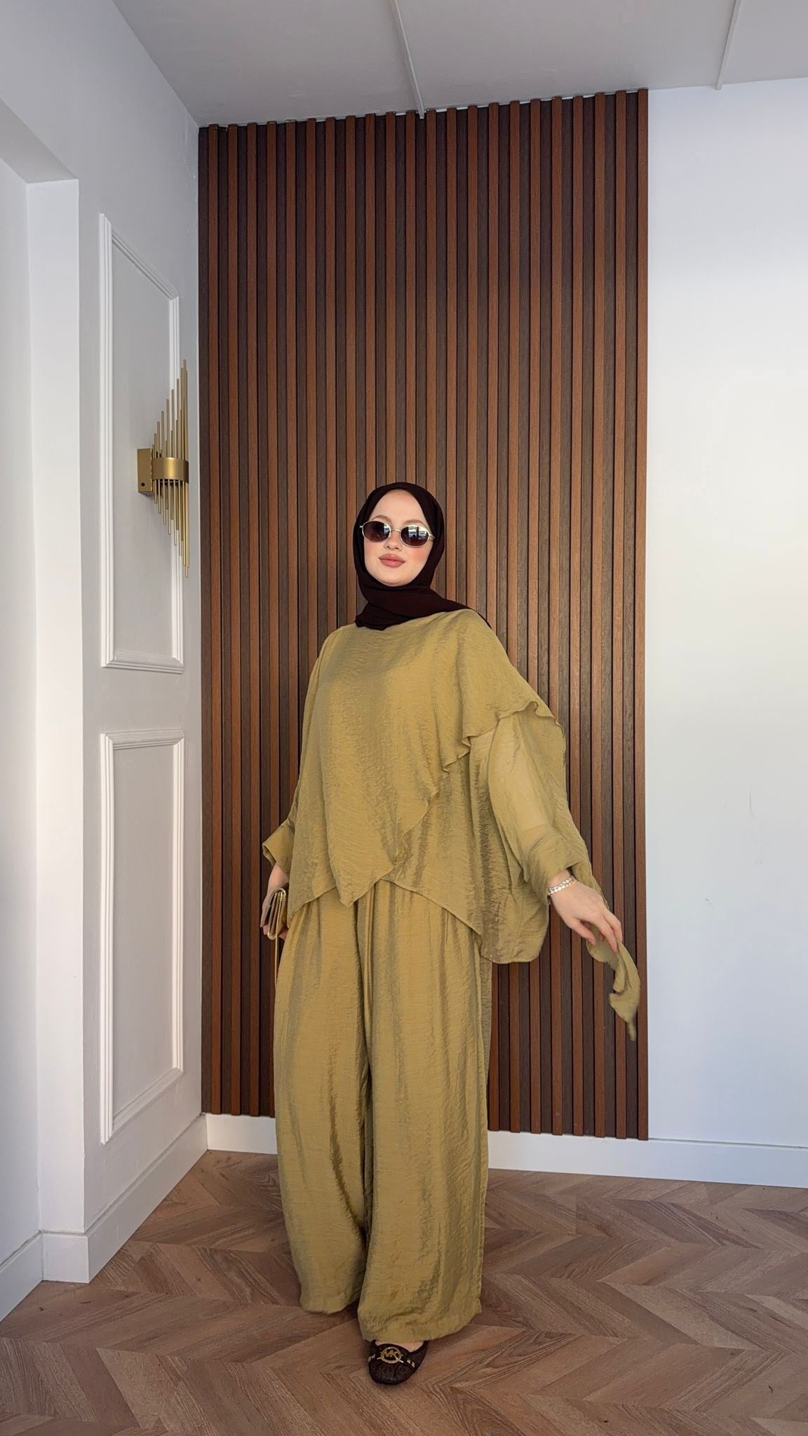 MEYSADESIGN PANTOLON TAKIM Mina Vual Pantolonlu Takım Yağ Yeşili