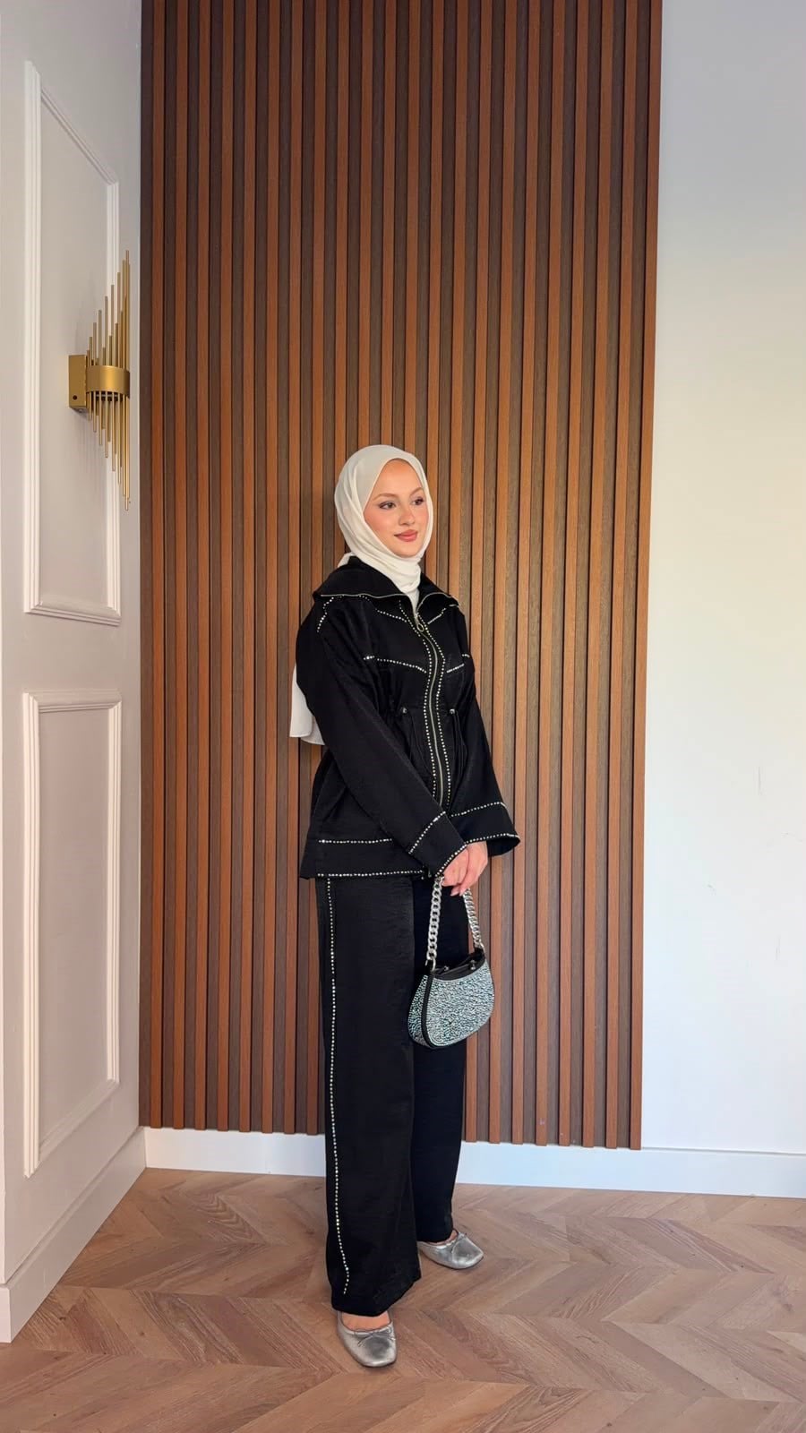 MEYSADESIGN PANTOLON TAKIM Moe Taşlı Jakarlı Takım Siyah