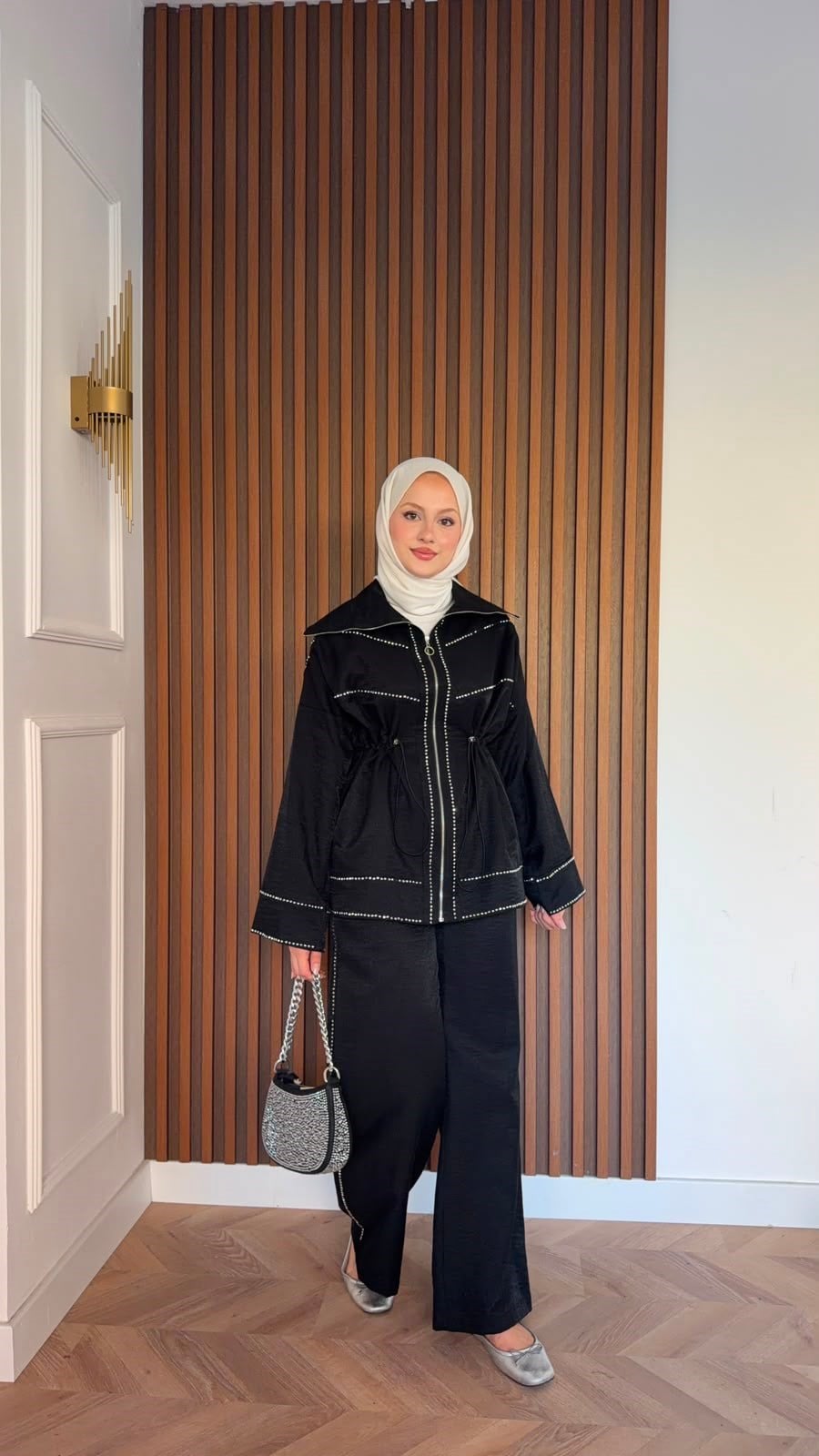 MEYSADESIGN PANTOLON TAKIM Moe Taşlı Jakarlı Takım Siyah
