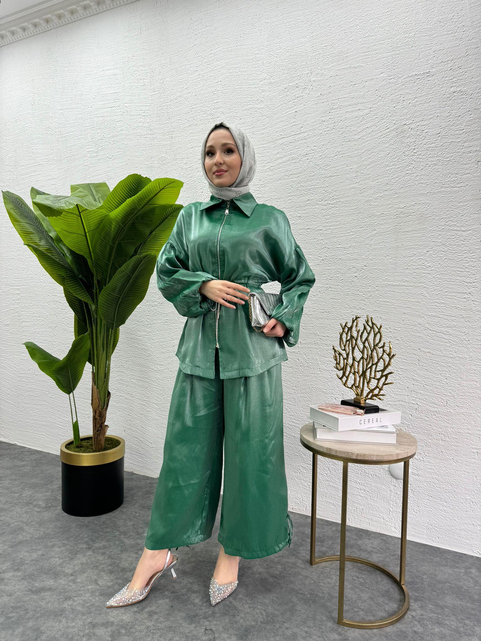 MEYSADESIGN PANTOLON TAKIM Pearly İkili Takım Yeşil