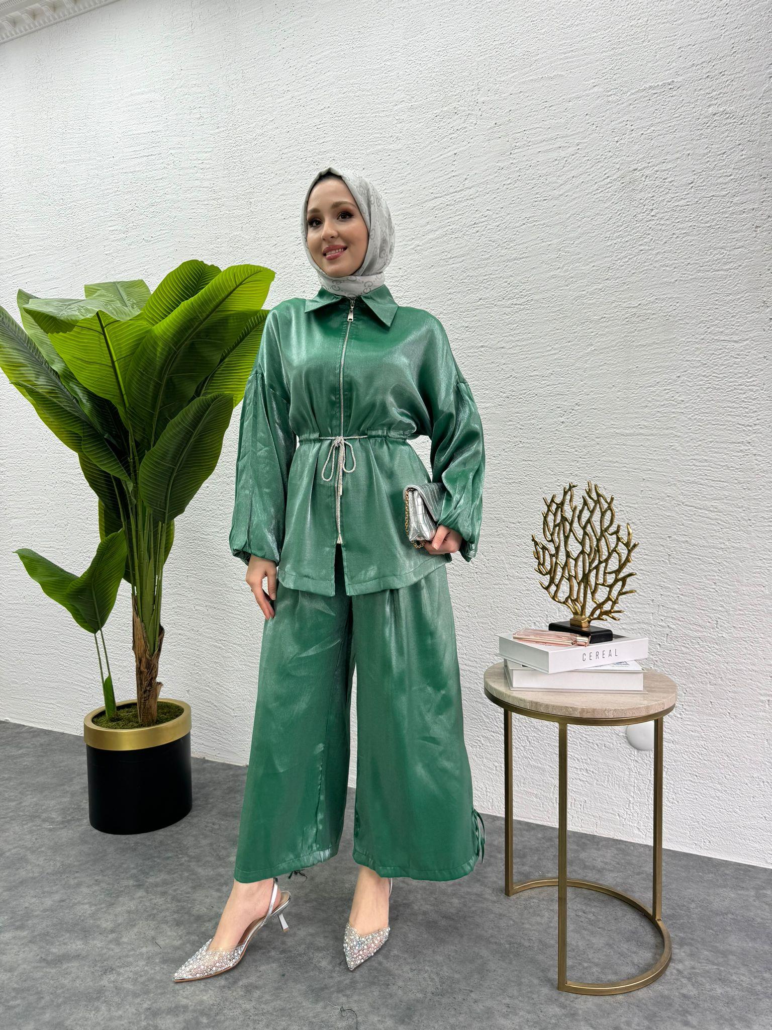 MEYSADESIGN PANTOLON TAKIM Pearly İkili Takım Yeşil
