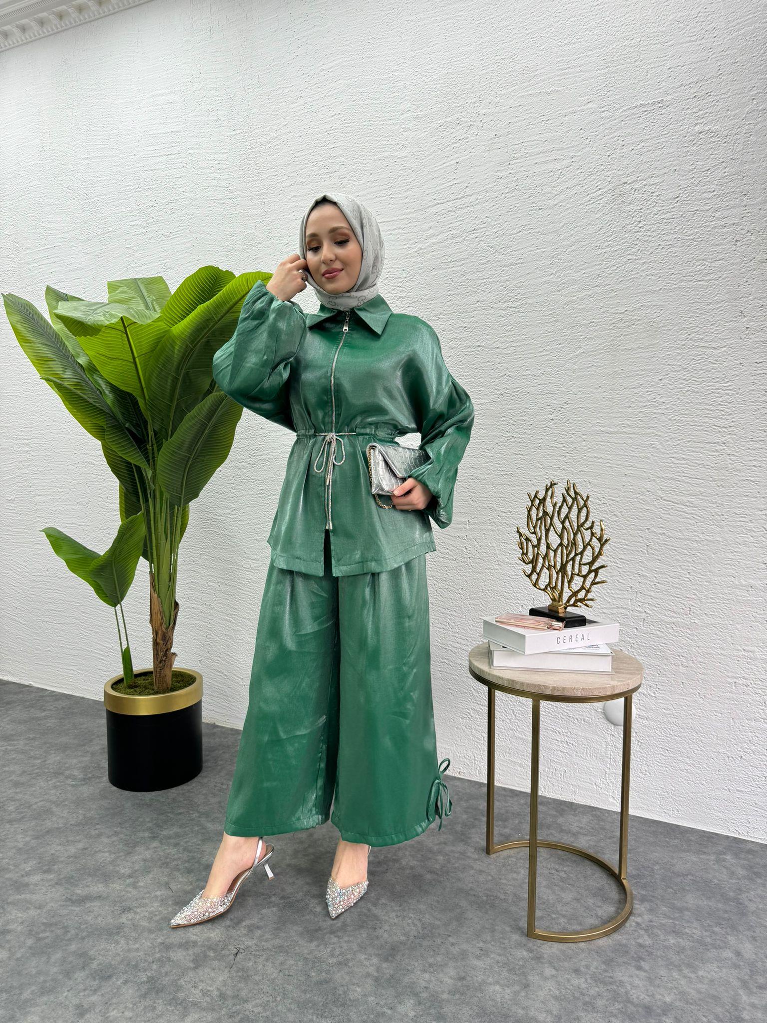 MEYSADESIGN PANTOLON TAKIM Pearly İkili Takım Yeşil