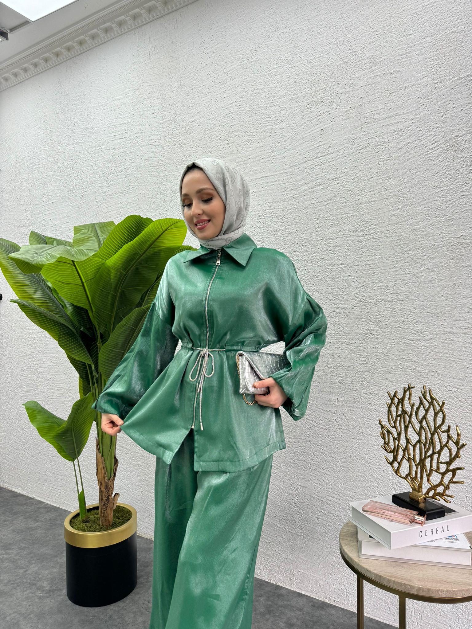 MEYSADESIGN PANTOLON TAKIM Pearly İkili Takım Yeşil