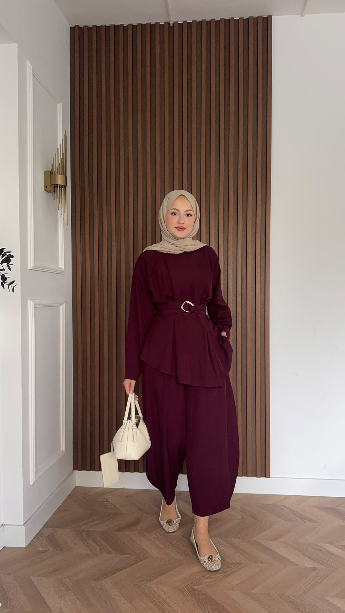 MEYSADESIGN PANTOLON TAKIM Peri Pensli Pantolon Takım Bordo