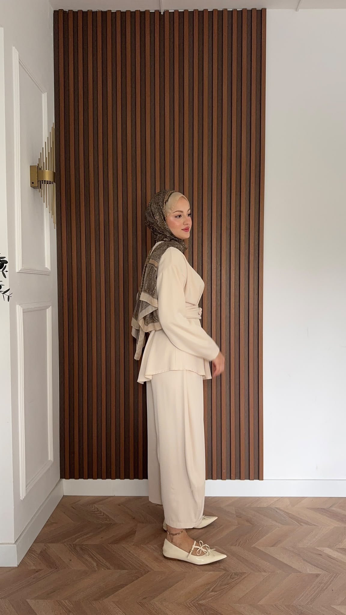 MEYSADESIGN PANTOLON TAKIM Peri Pensli Pantolon Takım Bej