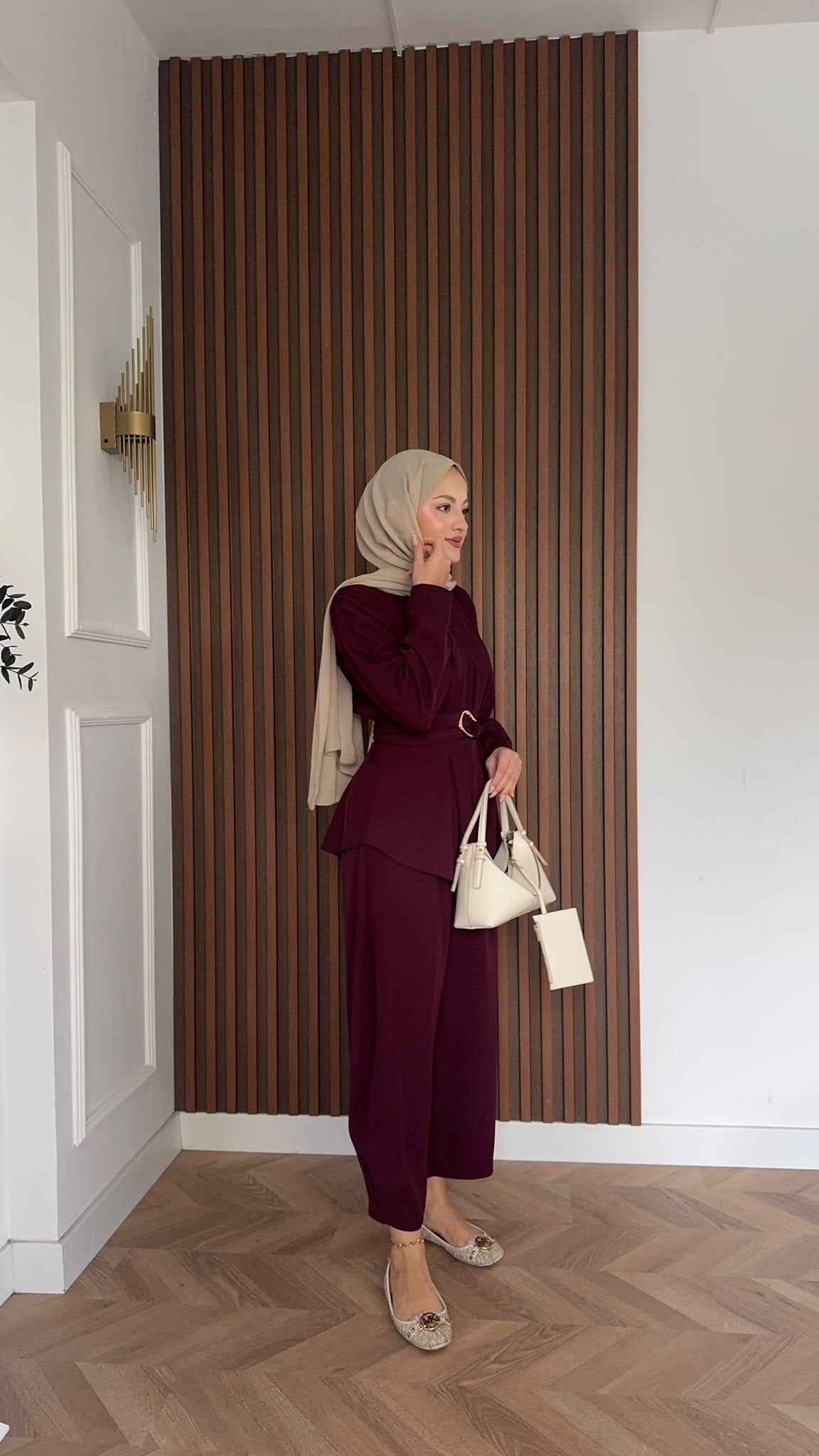MEYSADESIGN PANTOLON TAKIM Peri Pensli Pantolon Takım Bordo